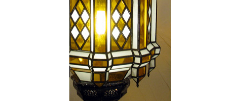 Orientalische Laterne Lampe Hängelaterne Glaslaterne PRINZ weißes Milchglas H30