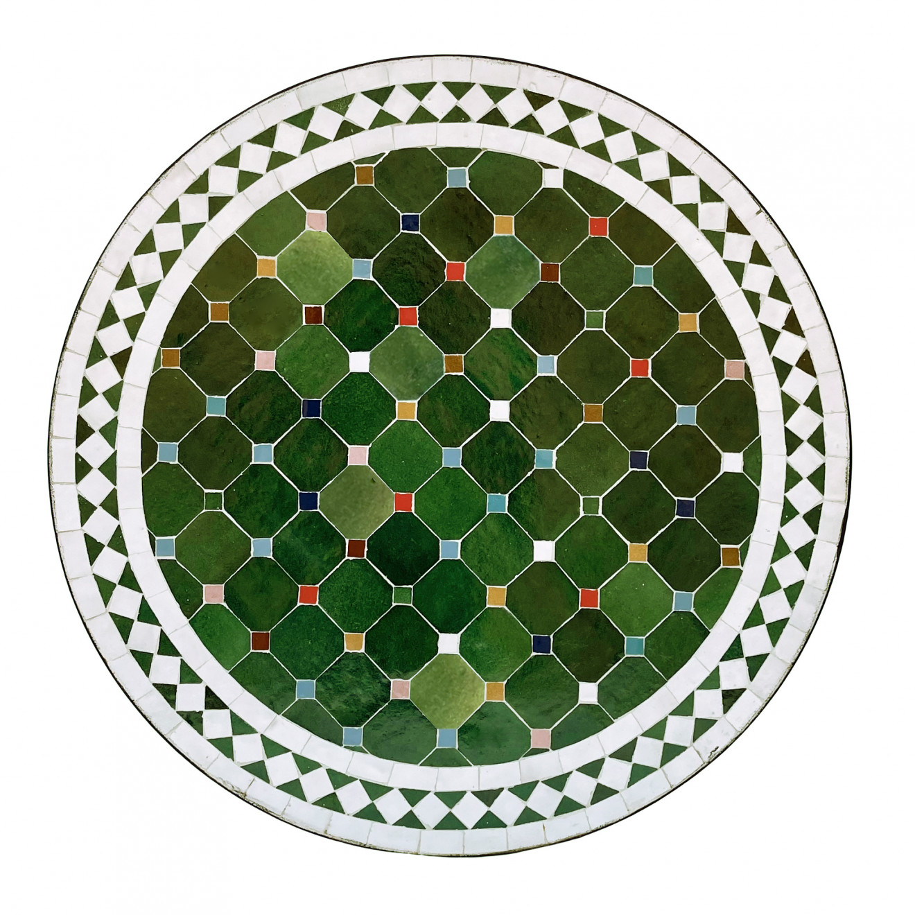 Runder marokkanischer Mosaiktisch Grün Ø60 cm