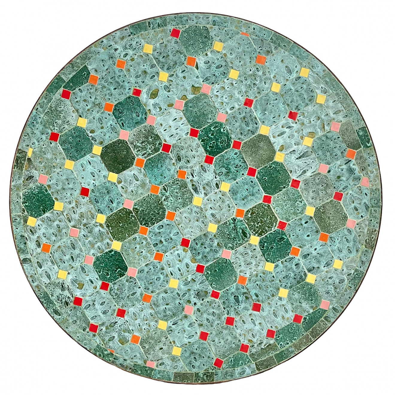 Kacheltisch aus Marokko TAUS Ø60cm Patchwork-Türkis