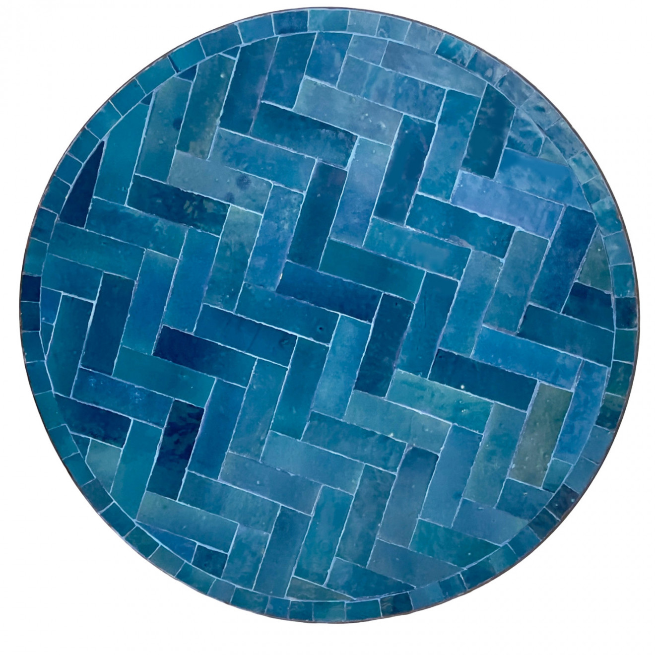 Kacheltisch aus Marokko SAFIR-Blau D60cm