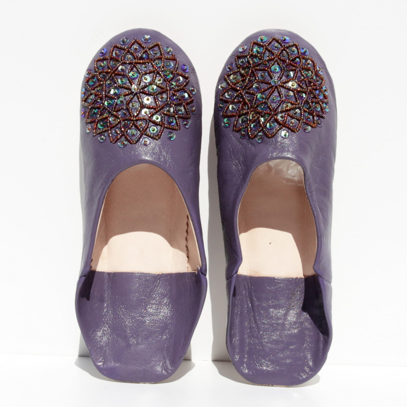 Marokkanische Pailletten Hausschuhe MOSONA Lila