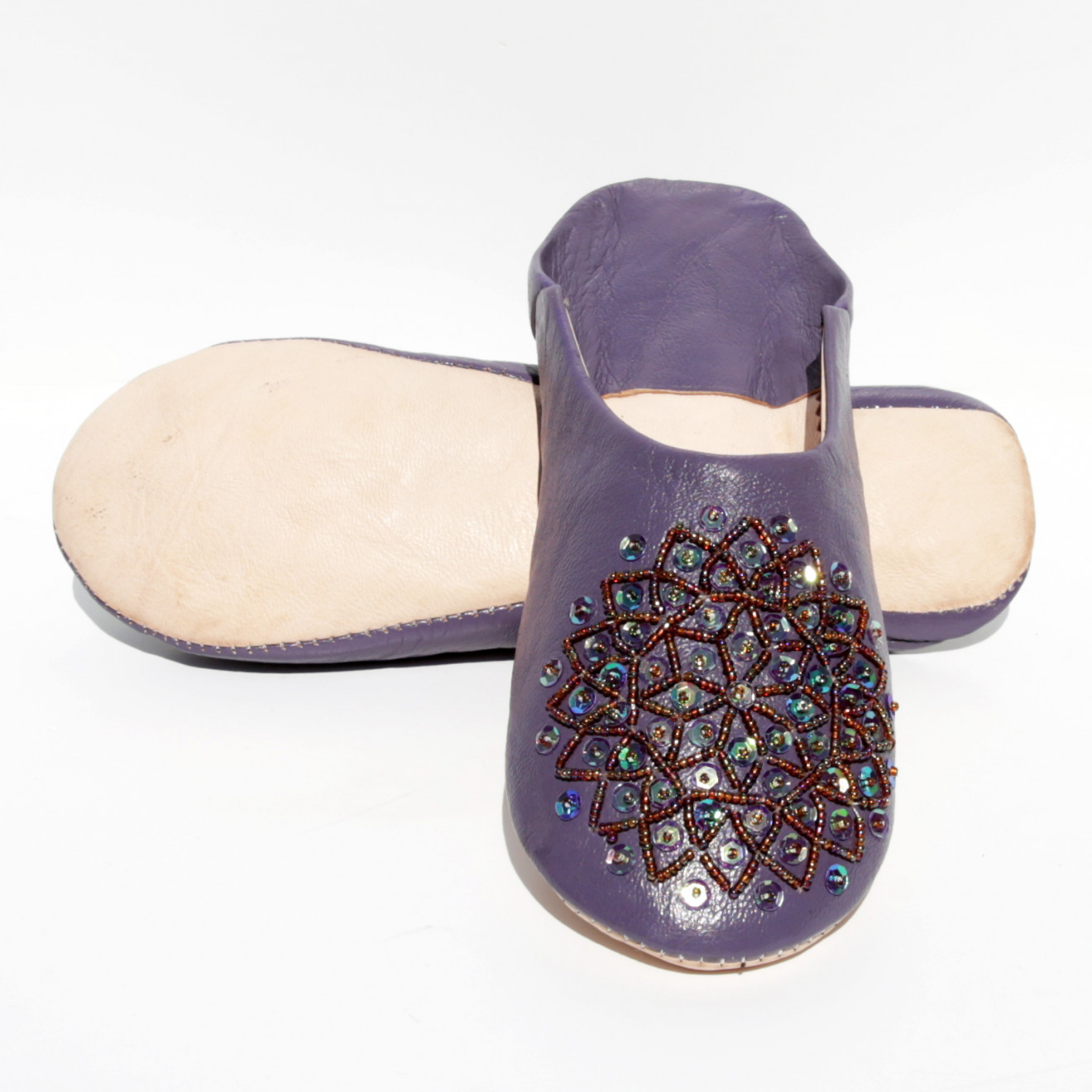 Marokkanische Pailletten Hausschuhe MOSONA Lila