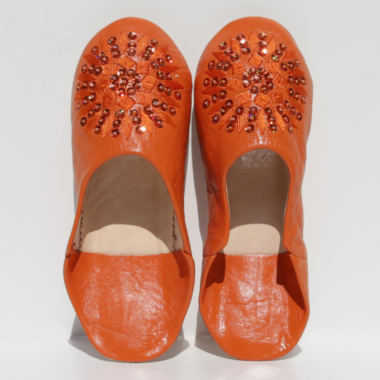 Marokkanische Pailletten Pantoletten MOSONA orange