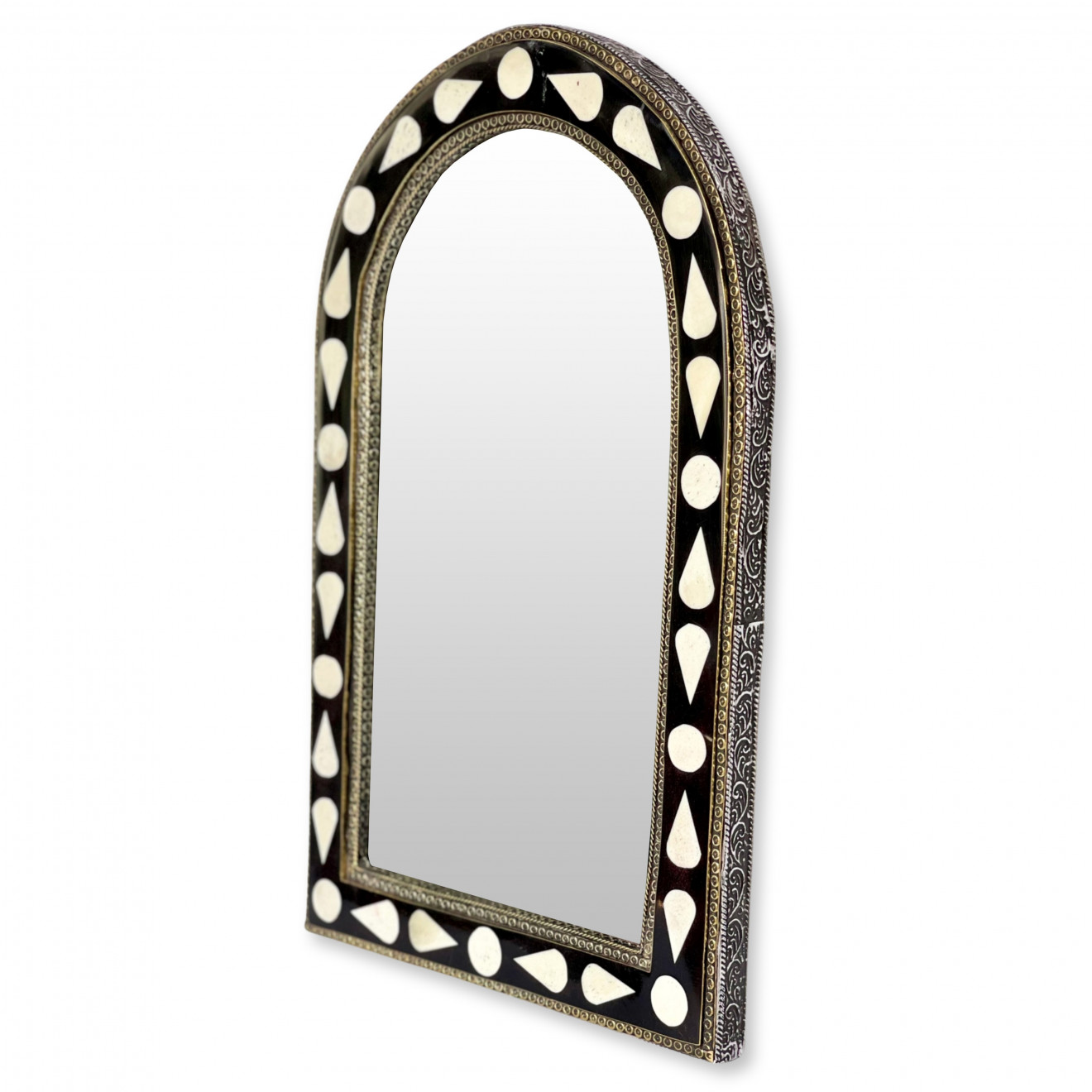 Marokkanische Spiegel HAMID schwarz-weiß