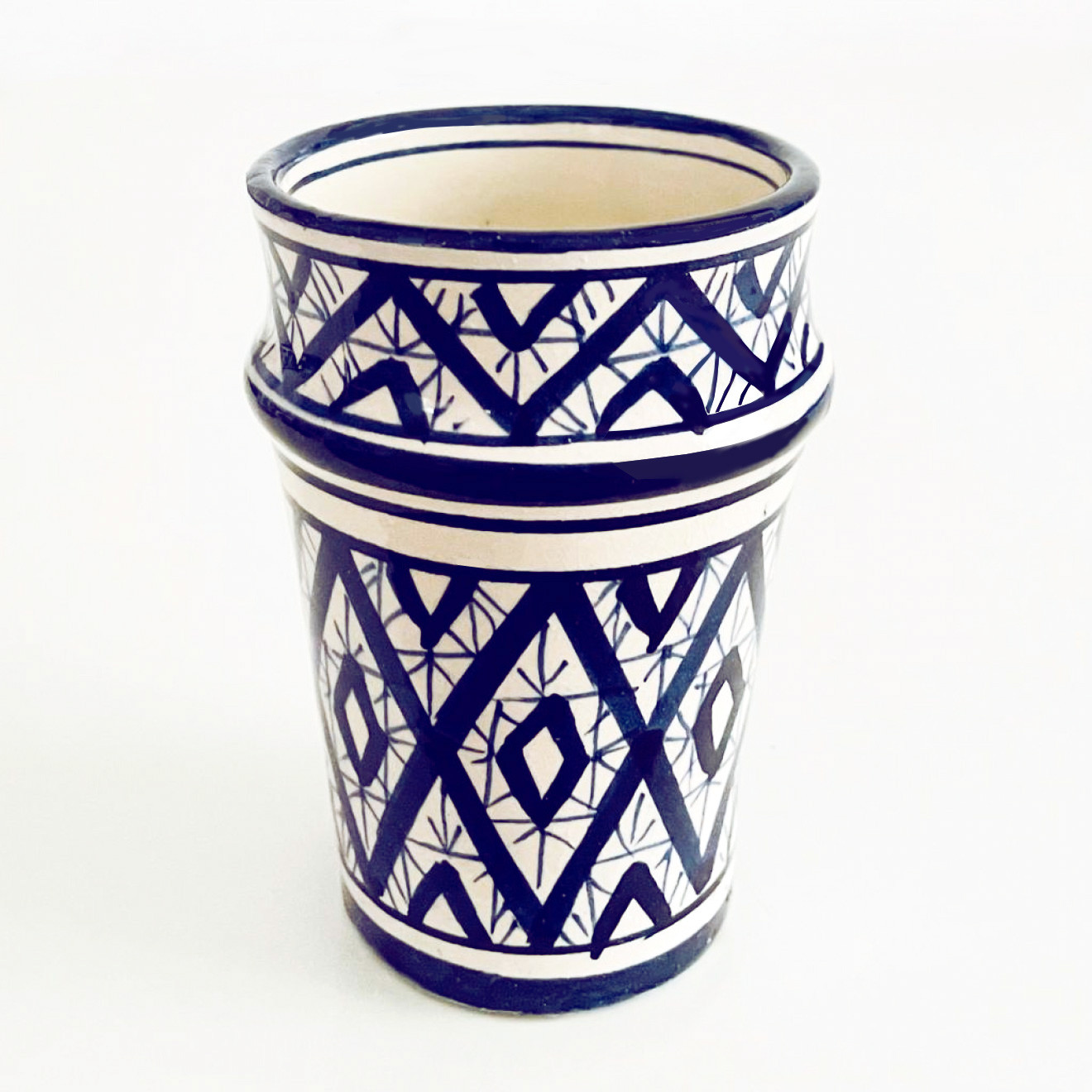 Handbemalter Keramik-Trinkbecher BMK7 blau