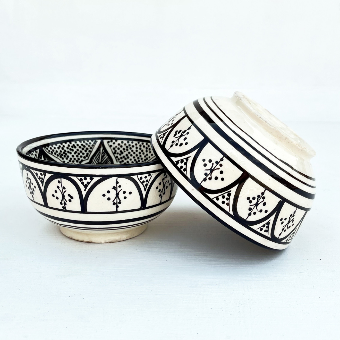 Keramikschale aus Marokko Safi-25 Schwarz/weiß