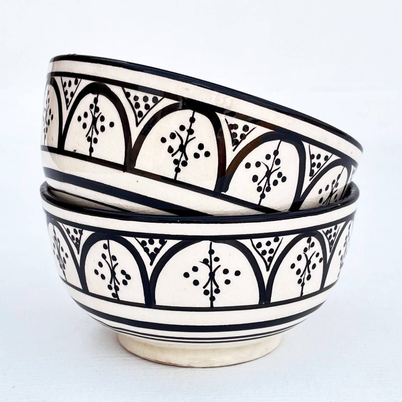 Keramikschale aus Marokko Safi-25 Schwarz/weiß