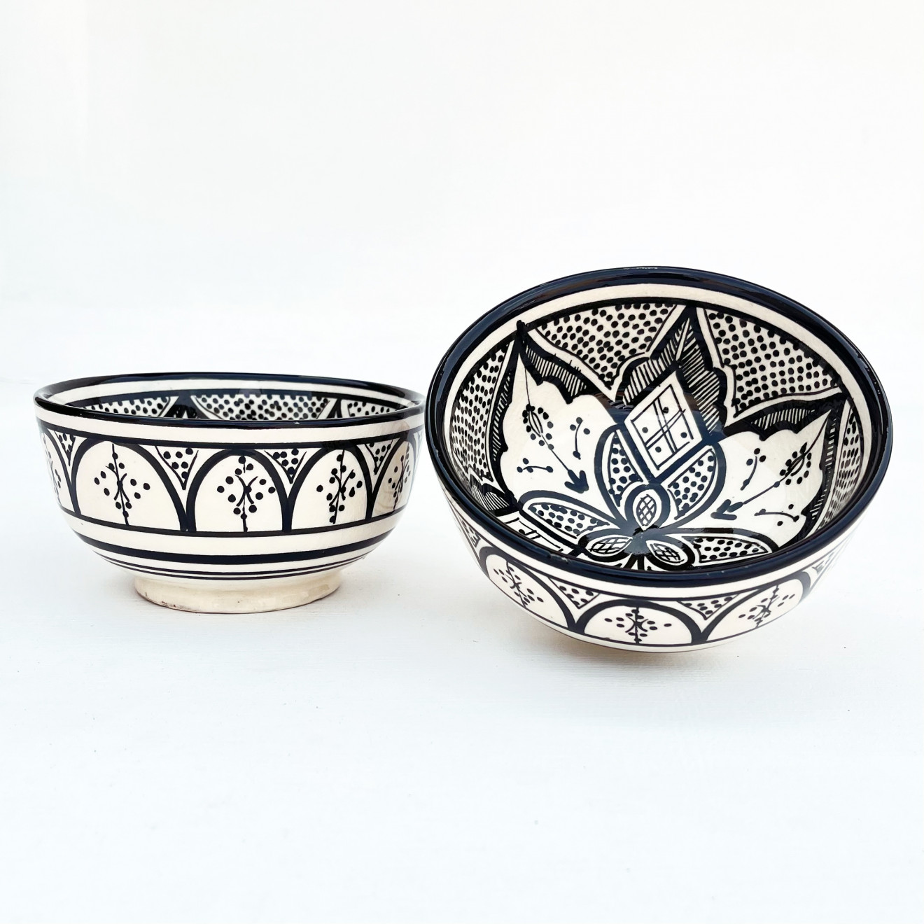 Keramikschale aus Marokko Safi-25 Schwarz/weiß