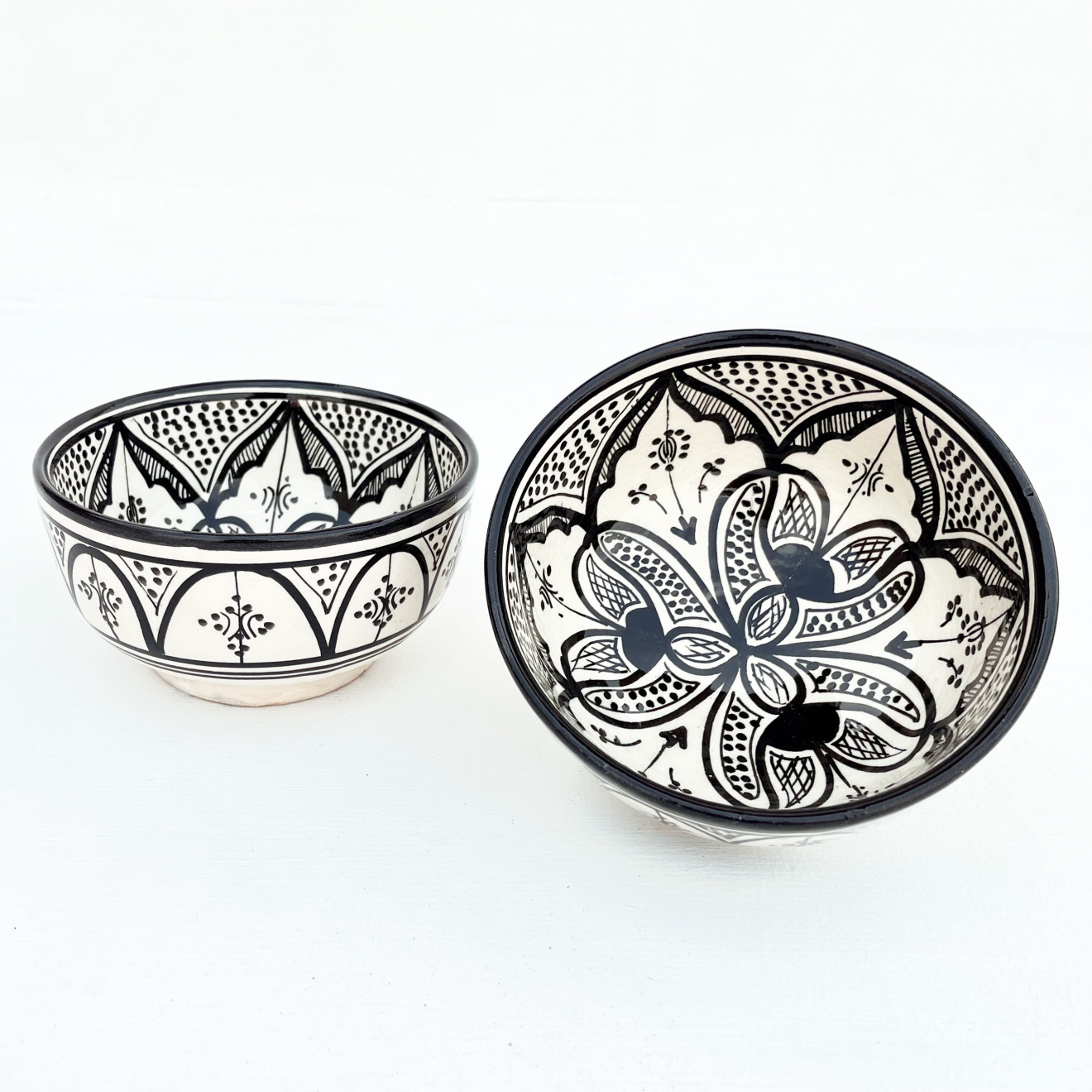 Keramikschale aus Marokko Safi-26 Schwarz/weiß