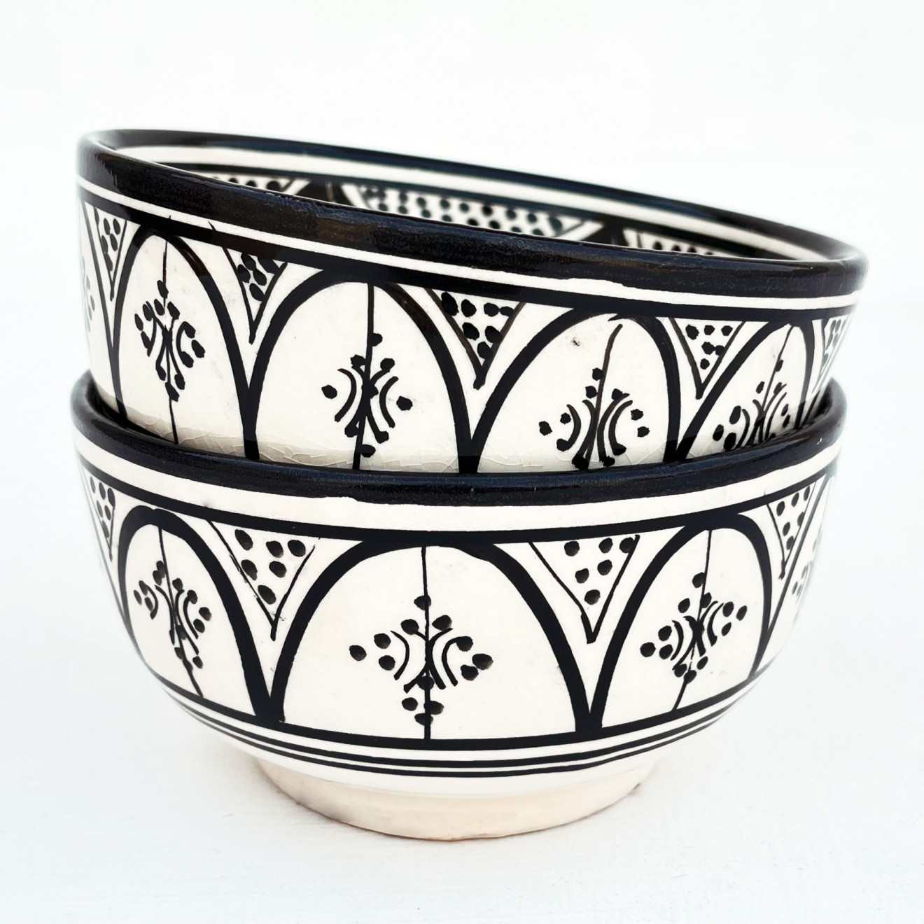 Keramikschale aus Marokko Safi-26 Schwarz/weiß
