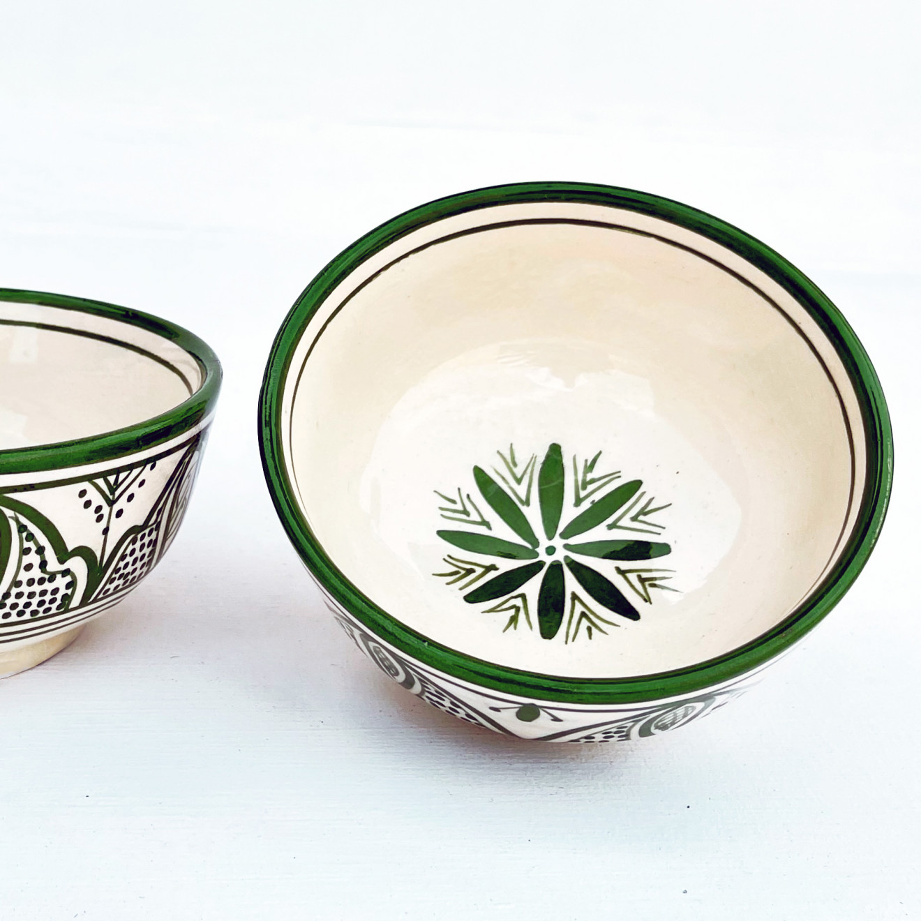 Marokkanische Handbemalte Schale SAFI-28 grün/weiß