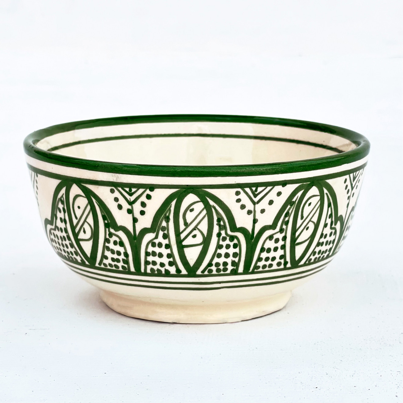 Marokkanische Handbemalte Schale SAFI-28 grün/weiß