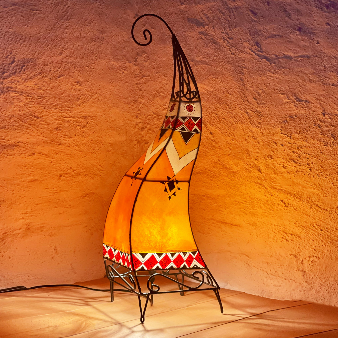 Orientalische Lederlampe CHEVAL Multi H78cm