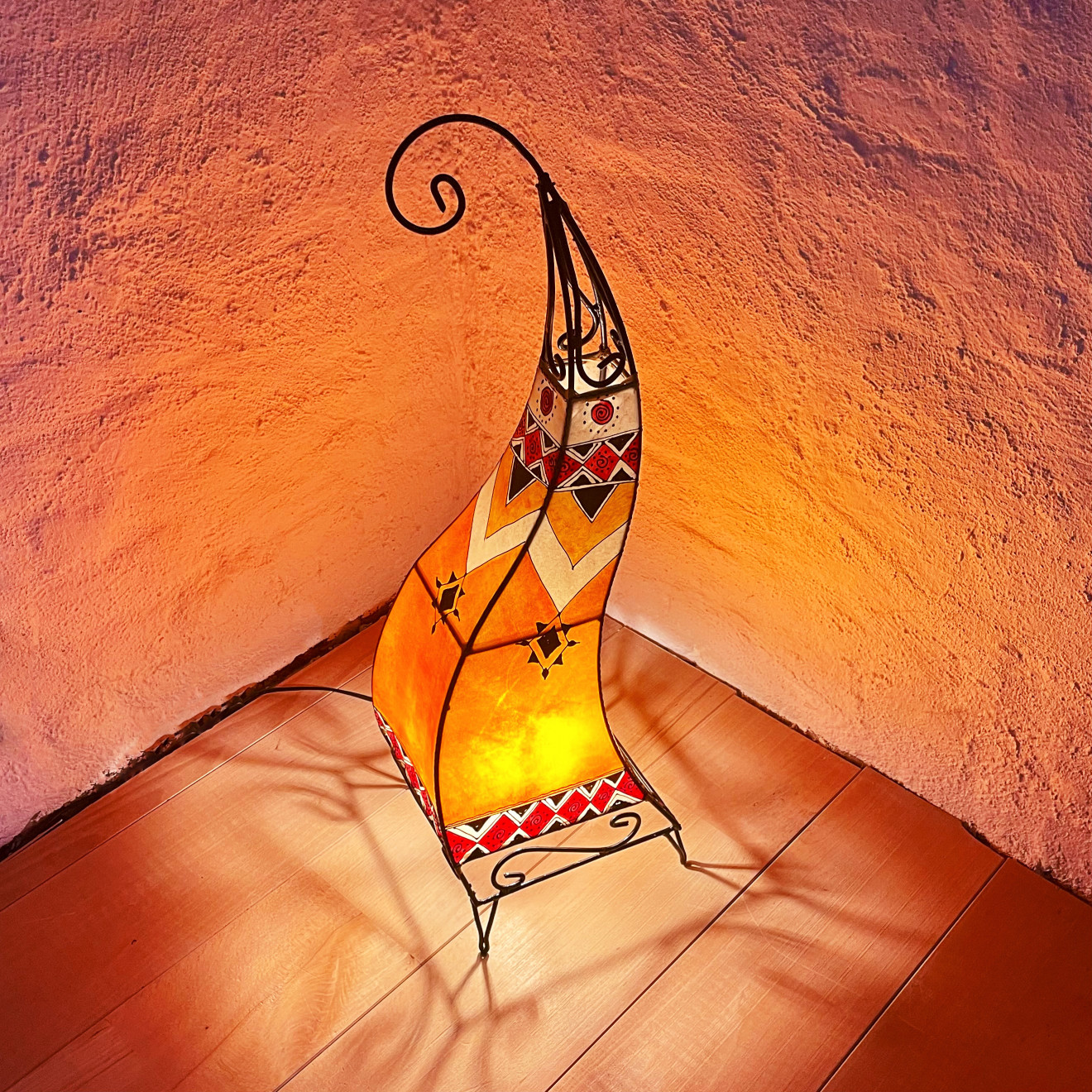 Orientalische Lederlampe CHEVAL Multi H78cm