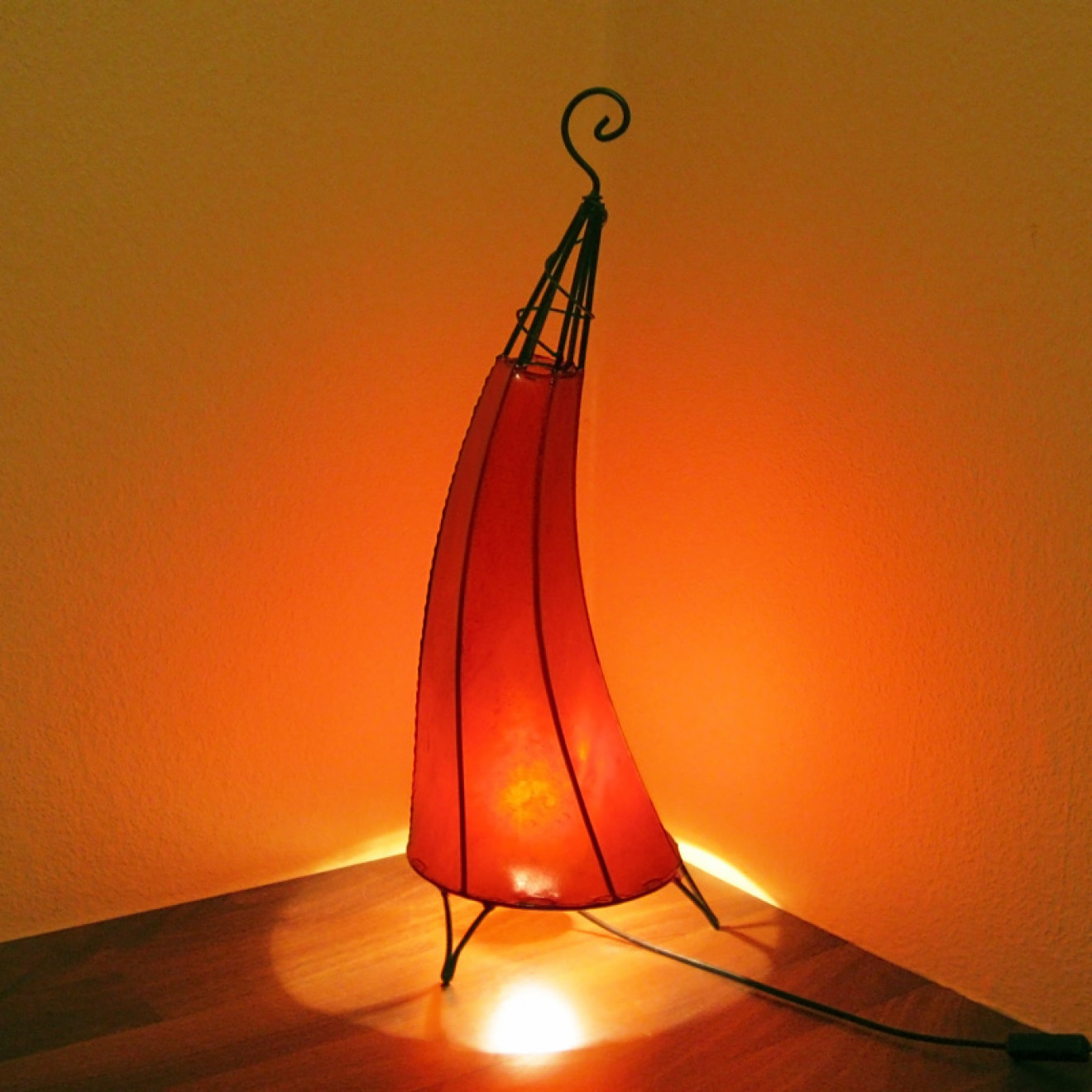 Tischleuchte aus Marokko "Garn" H70cm Rot