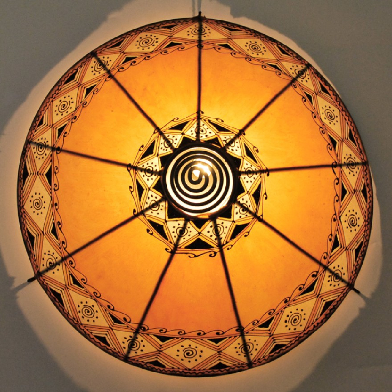 Leder- Hängeleuchte Rossor orange D50cm