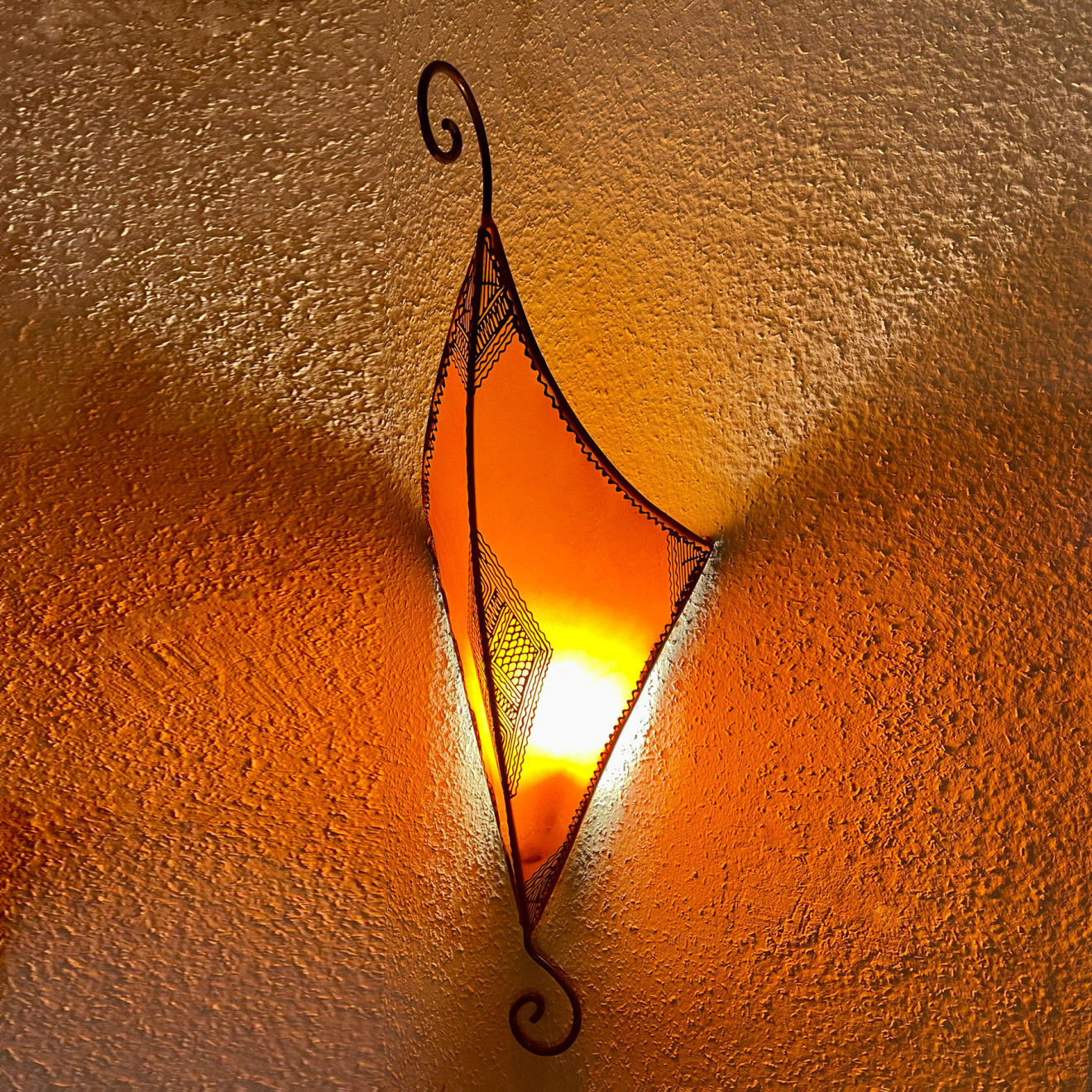 Leder- Wandlampe RICHA orange