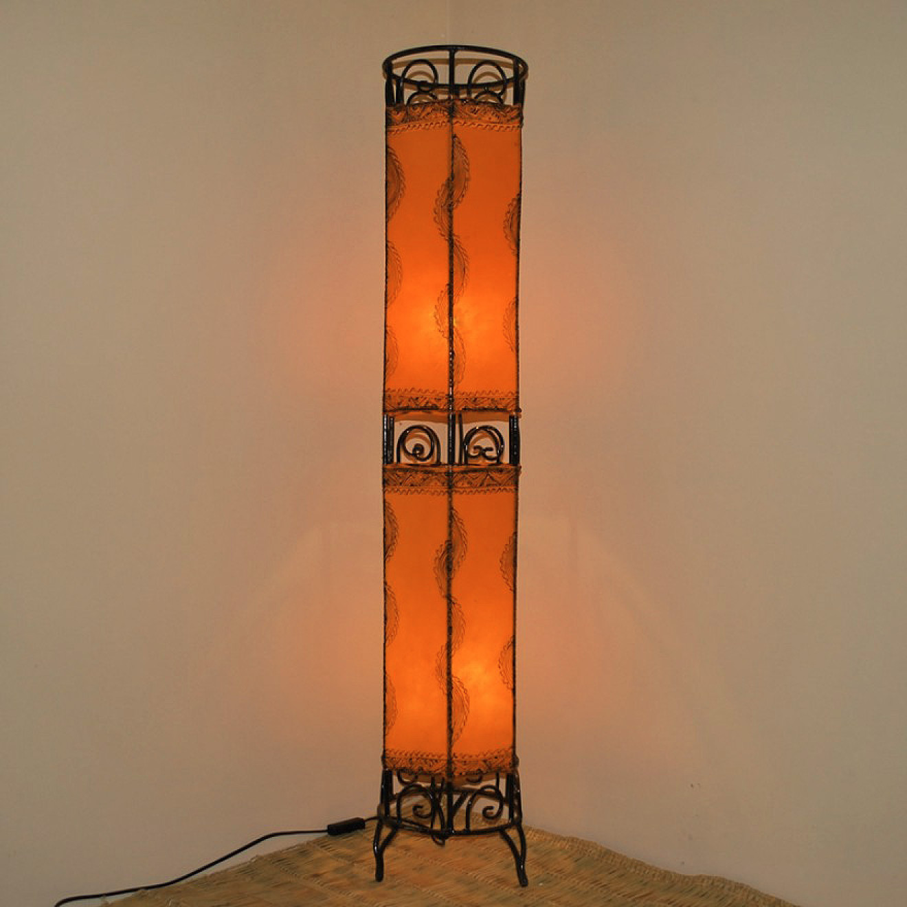 Bodenlampe mit Henna bemalt KADOS H110 cm orange