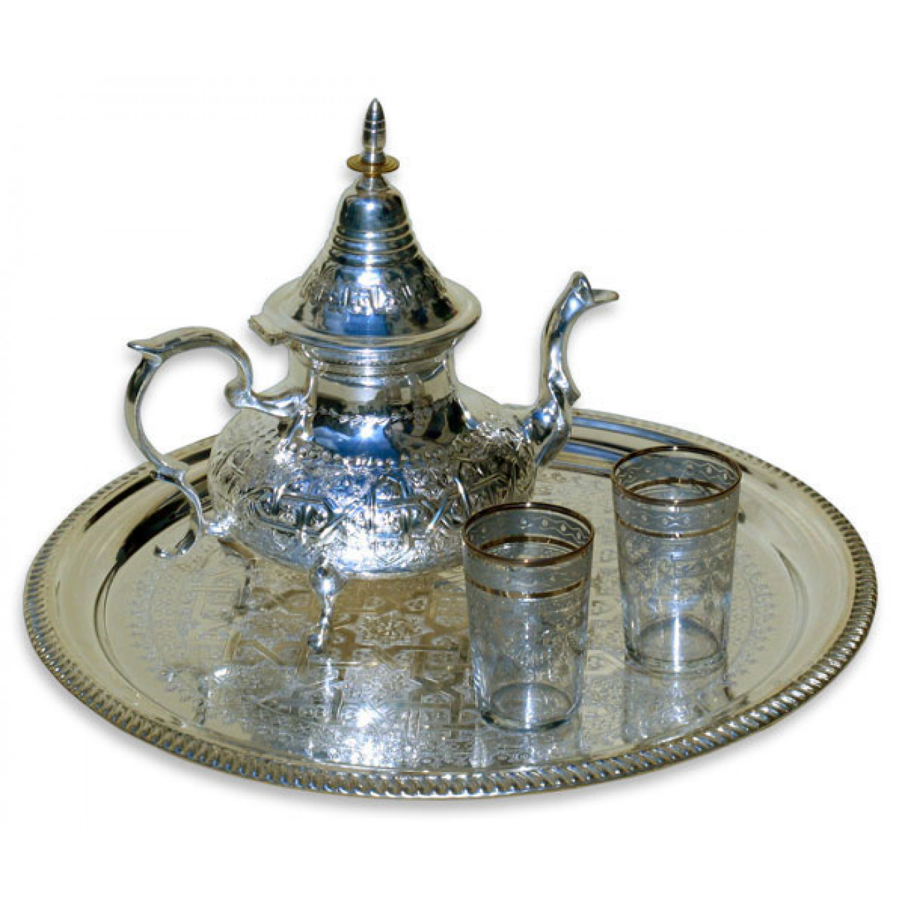 Orientalisches Teetablett D50cm Silber