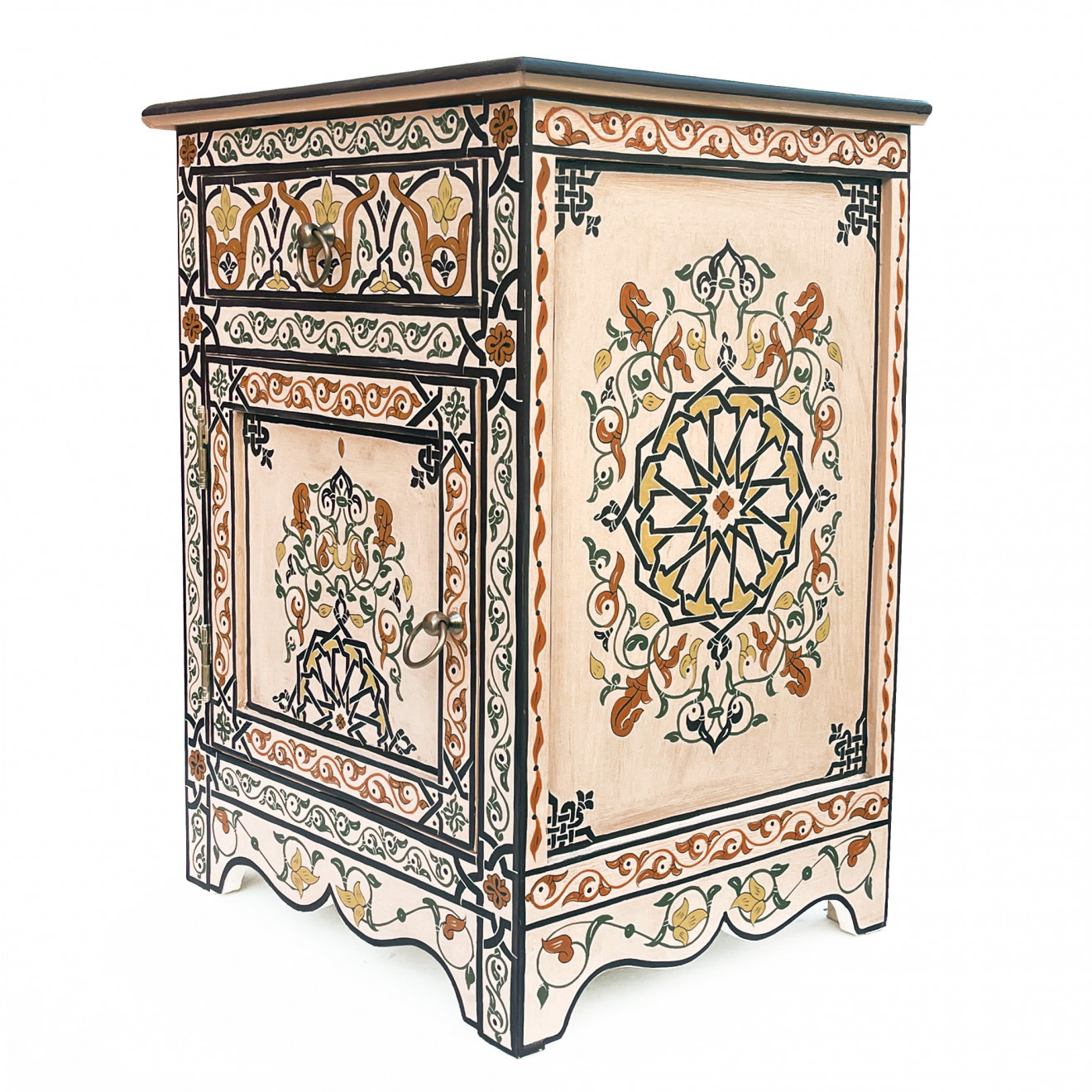 Marokkanischer Nachtschrank NOURIA Cremeweiß 70x50cm