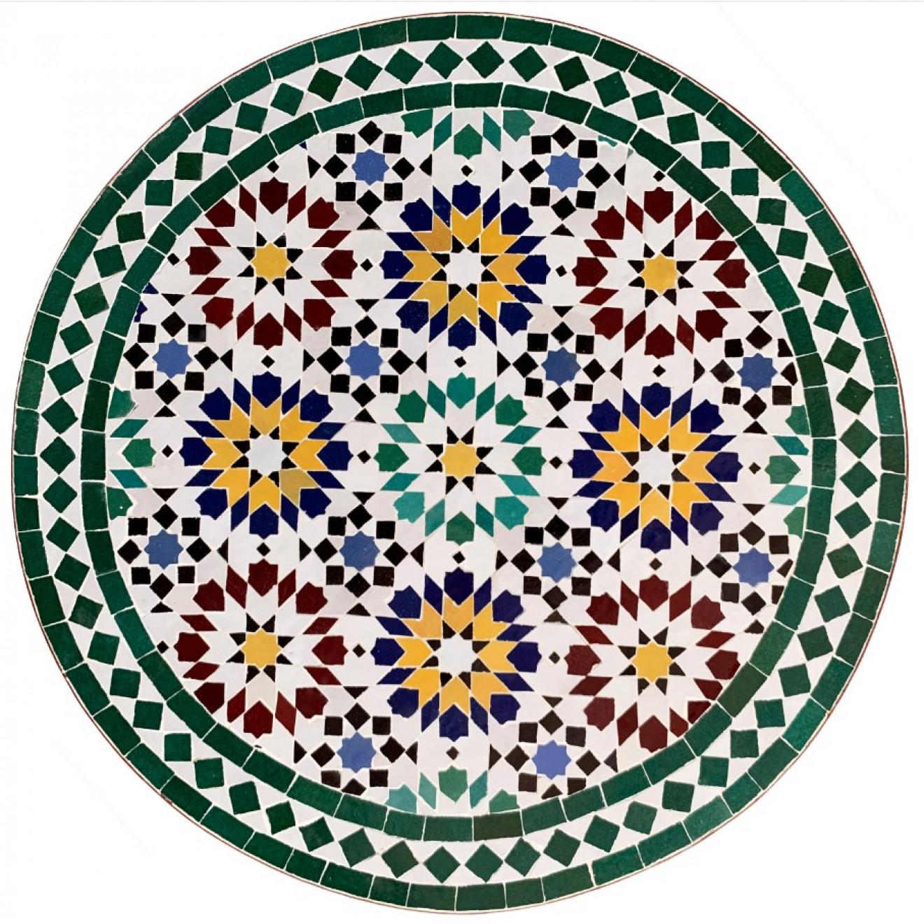 Marokkanischer Mosaiktisch "Ankabut" D60cm Grün