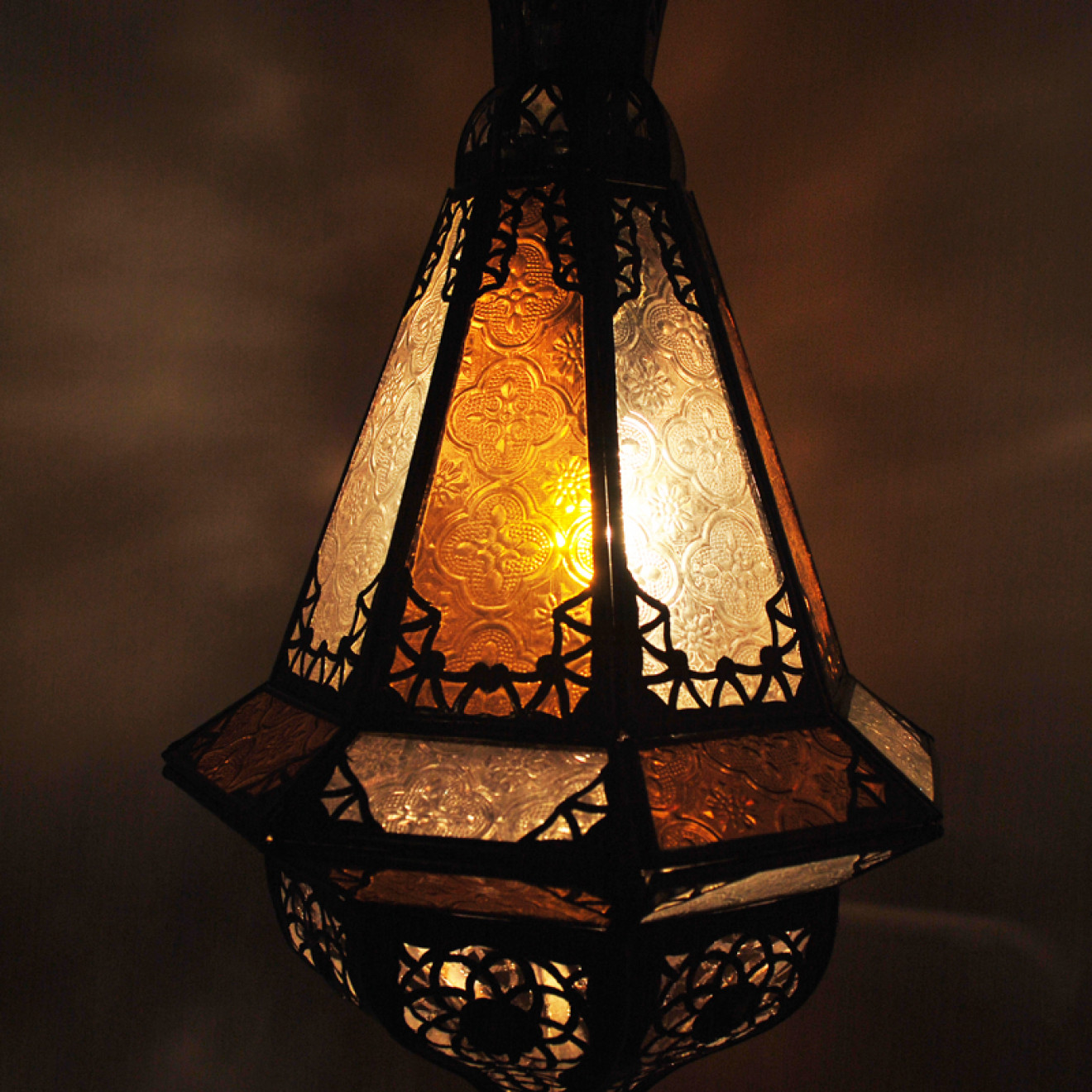 Orientalische Lampe SAMAKA Amber-Weiss H50cm