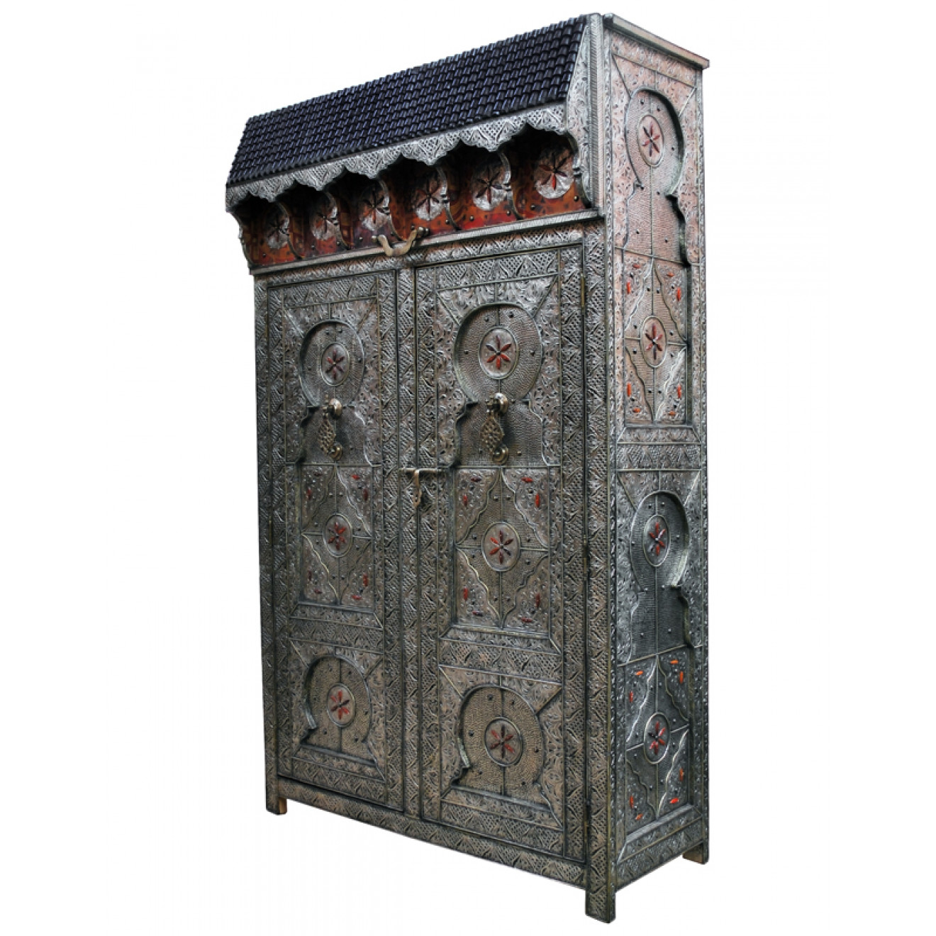 Orientalischer Schrank "Khalifa_L" Massiv mit Metall verkleidung.
