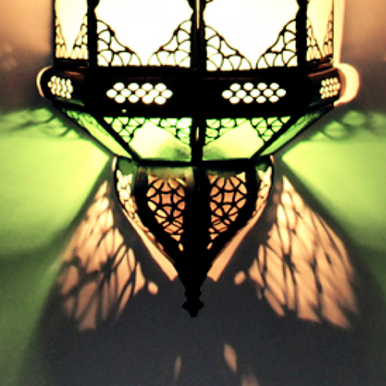 Marokkanische Wandlampe aus Glas TITA Grün/Weiß