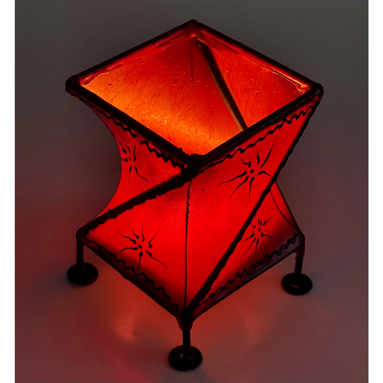 Orientalisches Windlicht aus Leder CROISÈ rot