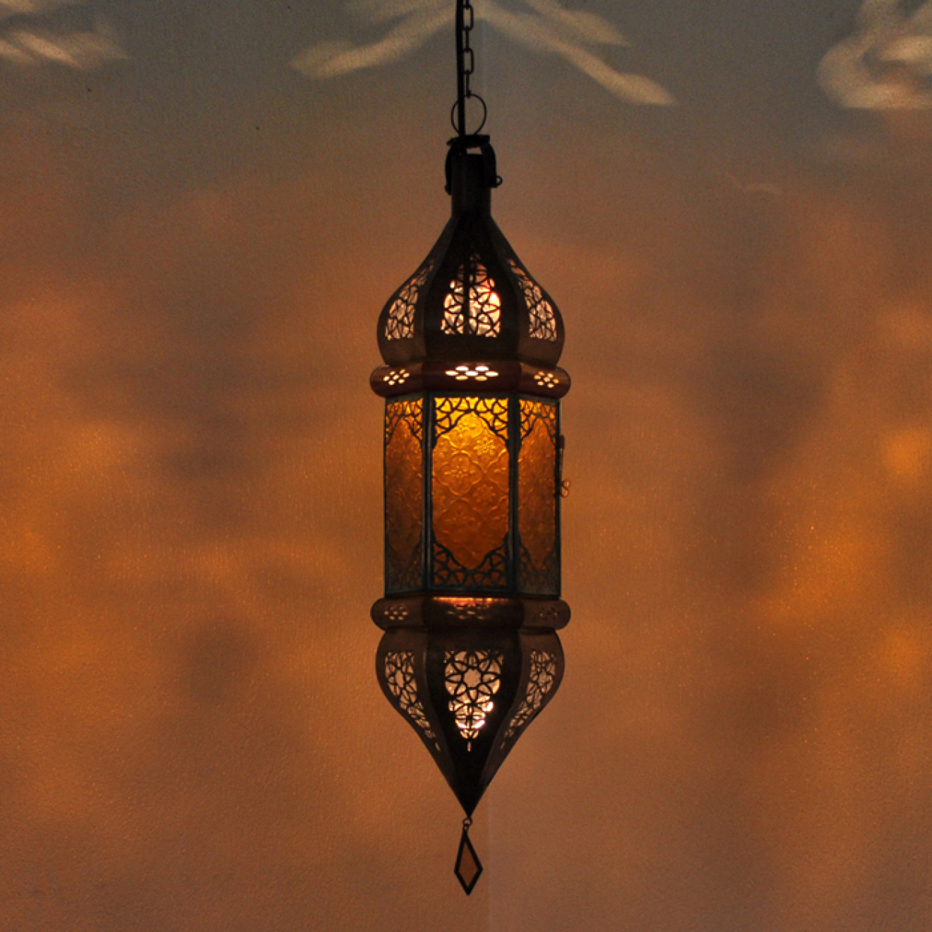 Orientalische Lampe marokkanische Hängeleuchte Orient Hängelampe Silber KHYK_S 
