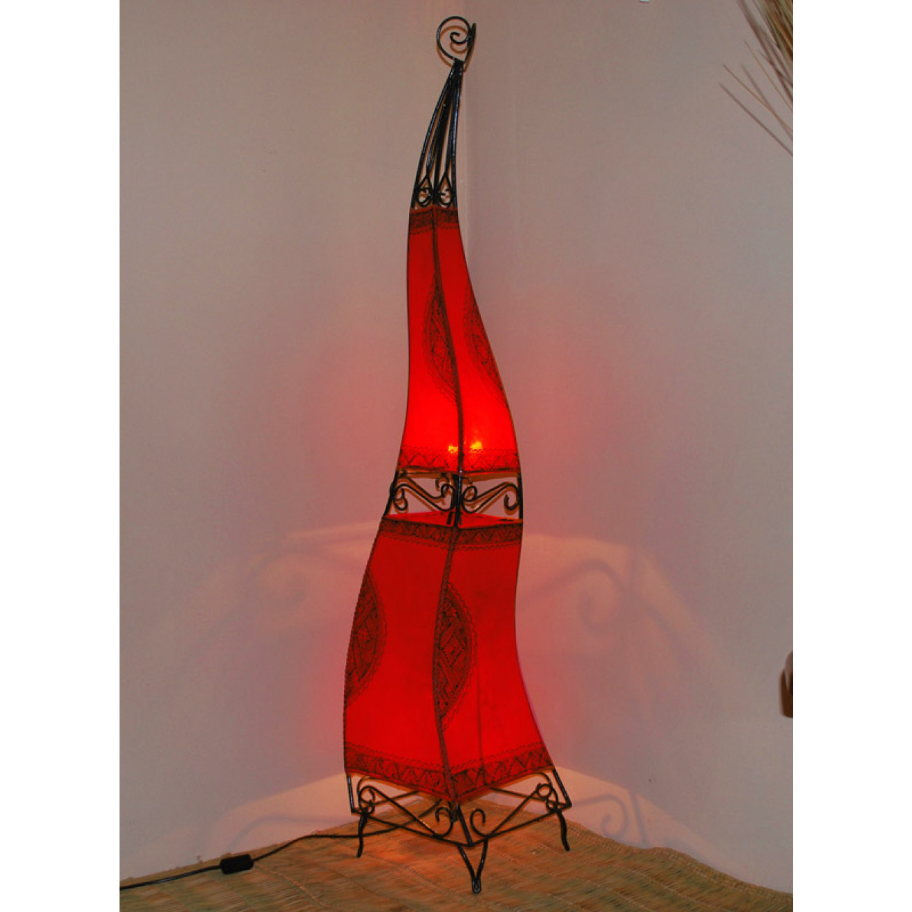 Leder- Stehleuchte aus Marokko CANAR H160cm Rot