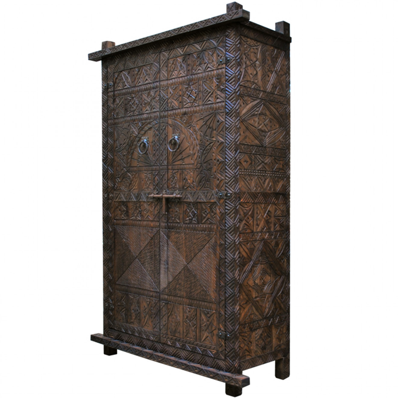 Marokkanischer geschnitzter Zeder Holzschrank AFRIKIA