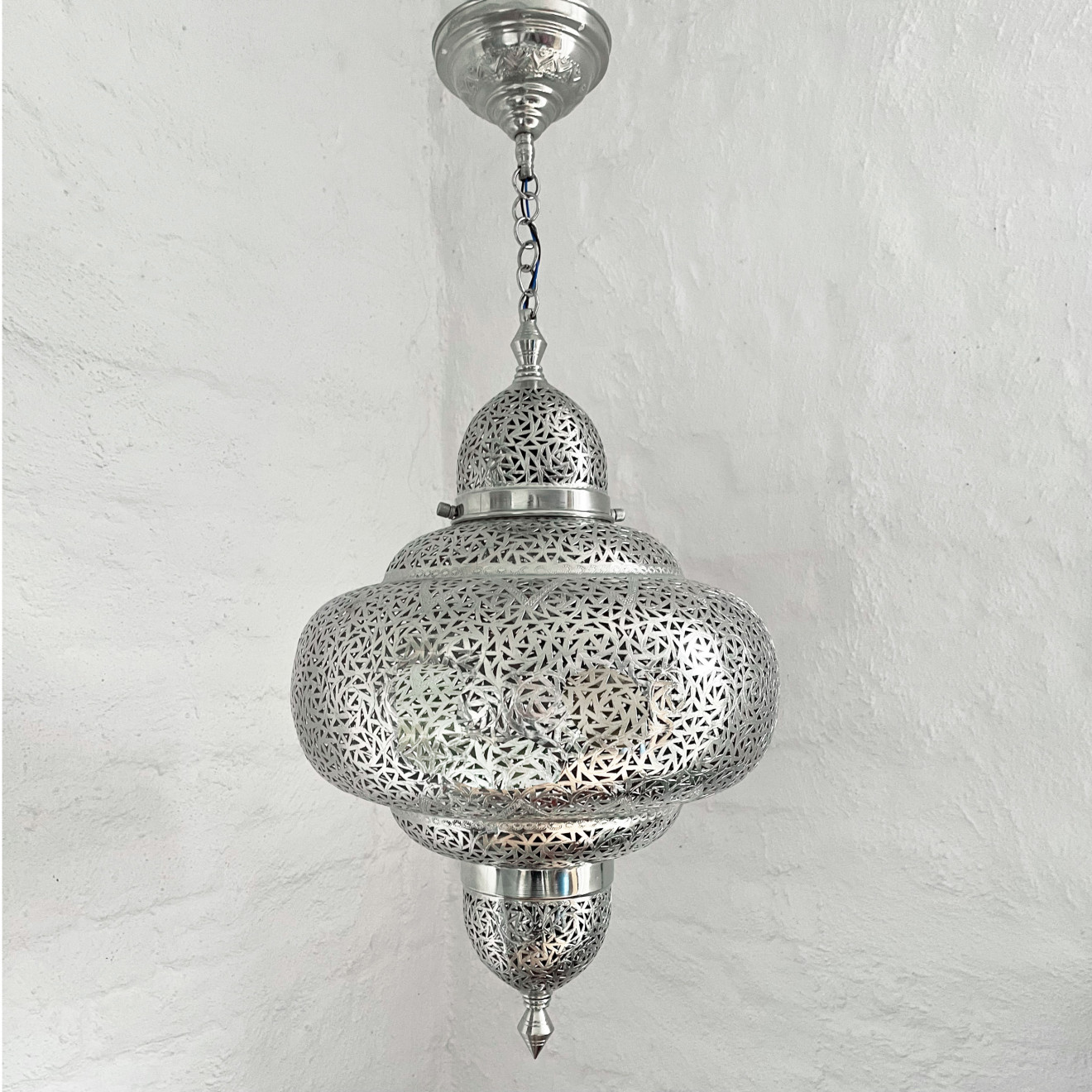 Hängelampe aus Marokko TROMBA silber