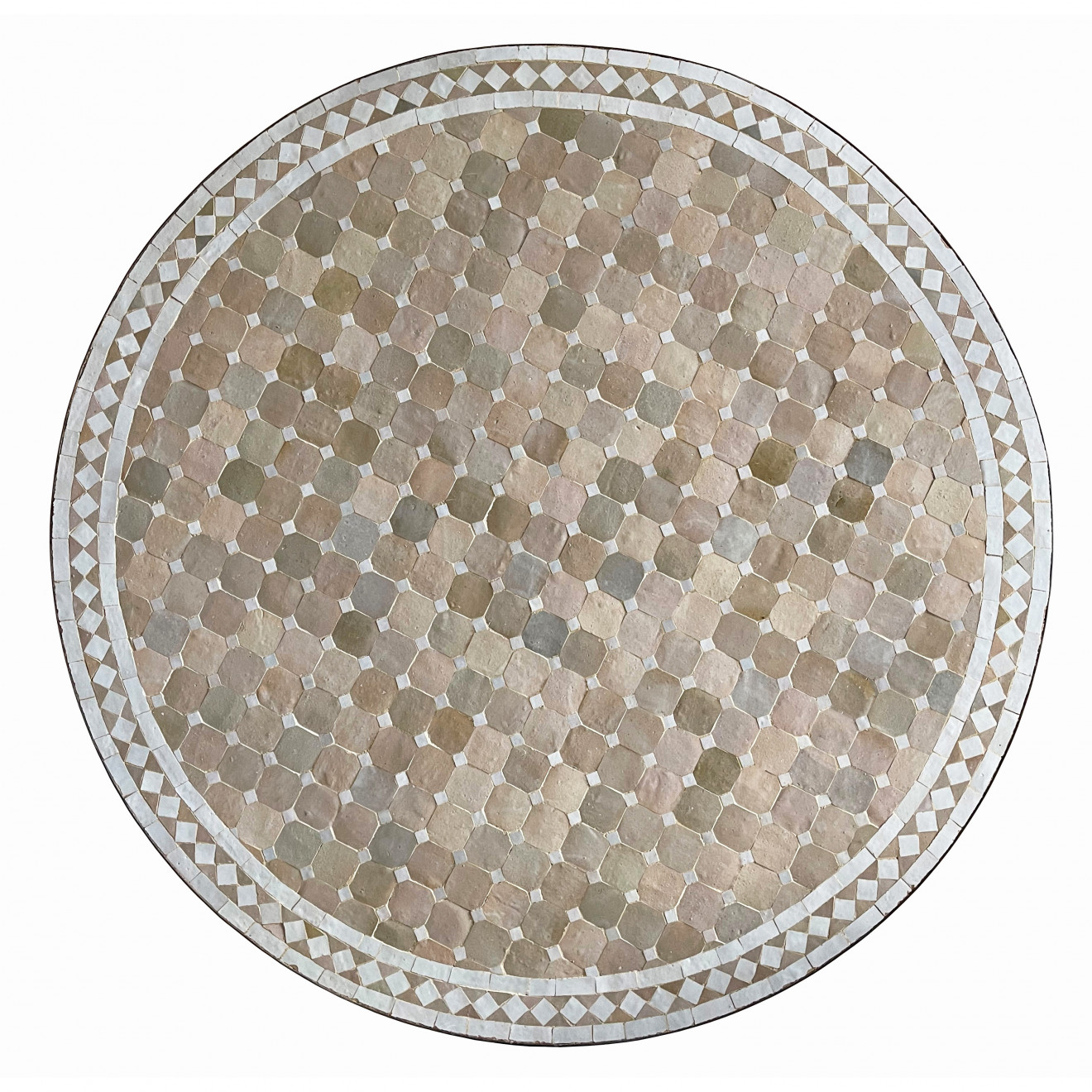 Runder Mosaiktisch BIDAK Ø 120cm weiss/beige