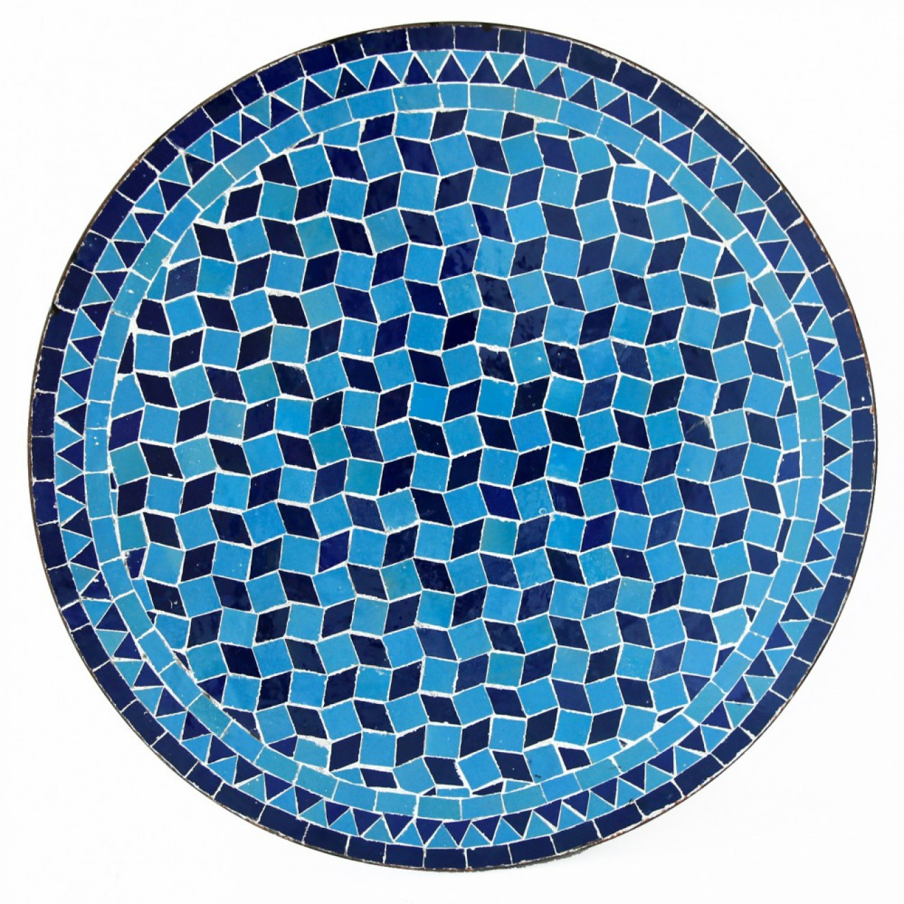 Runder Marokkanischer Mosaiktisch Teetisch Bistrotisch Tisch D60cm Blau & Beige 