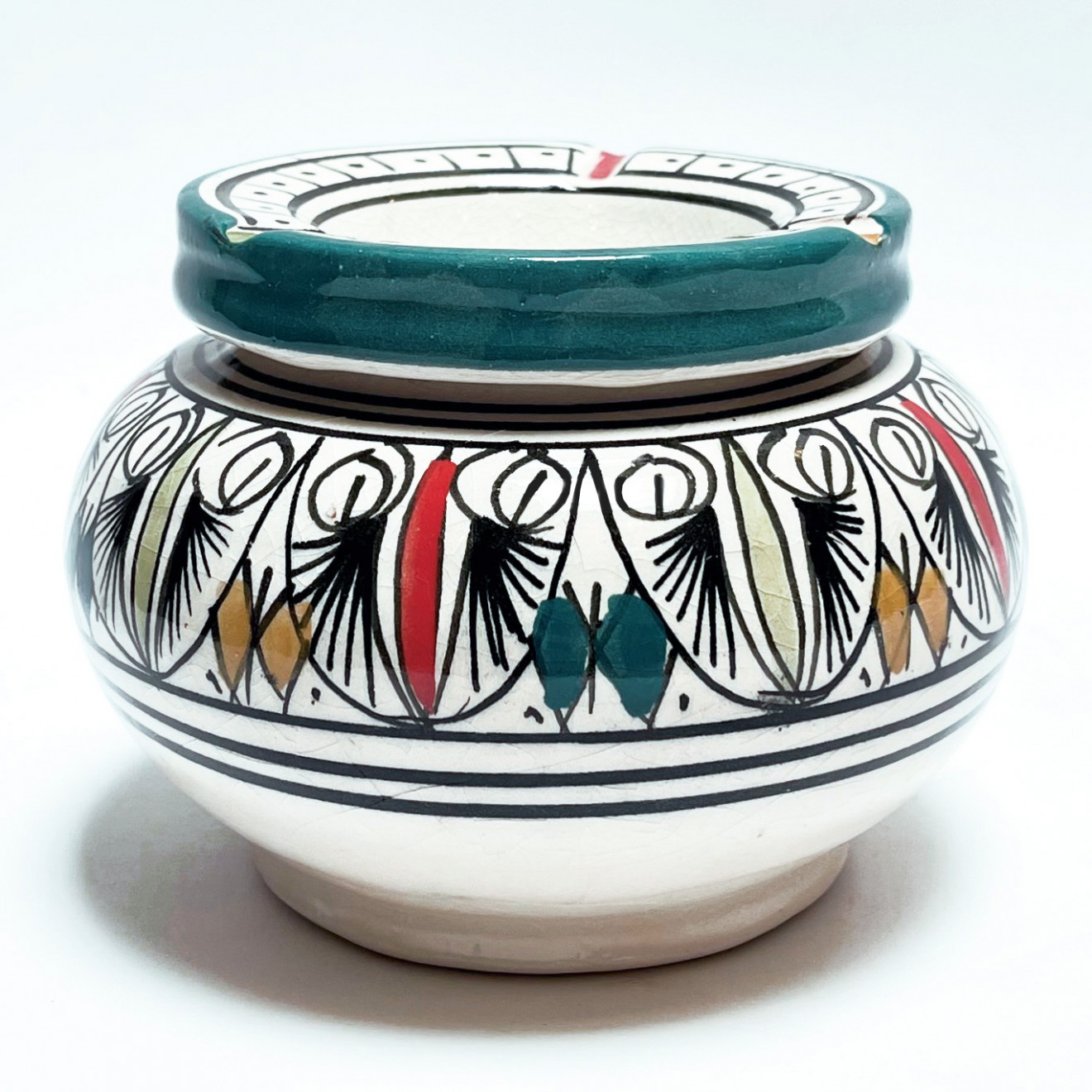 Keramik Aschenbecher mit Deckel Grün Ø 12 cm