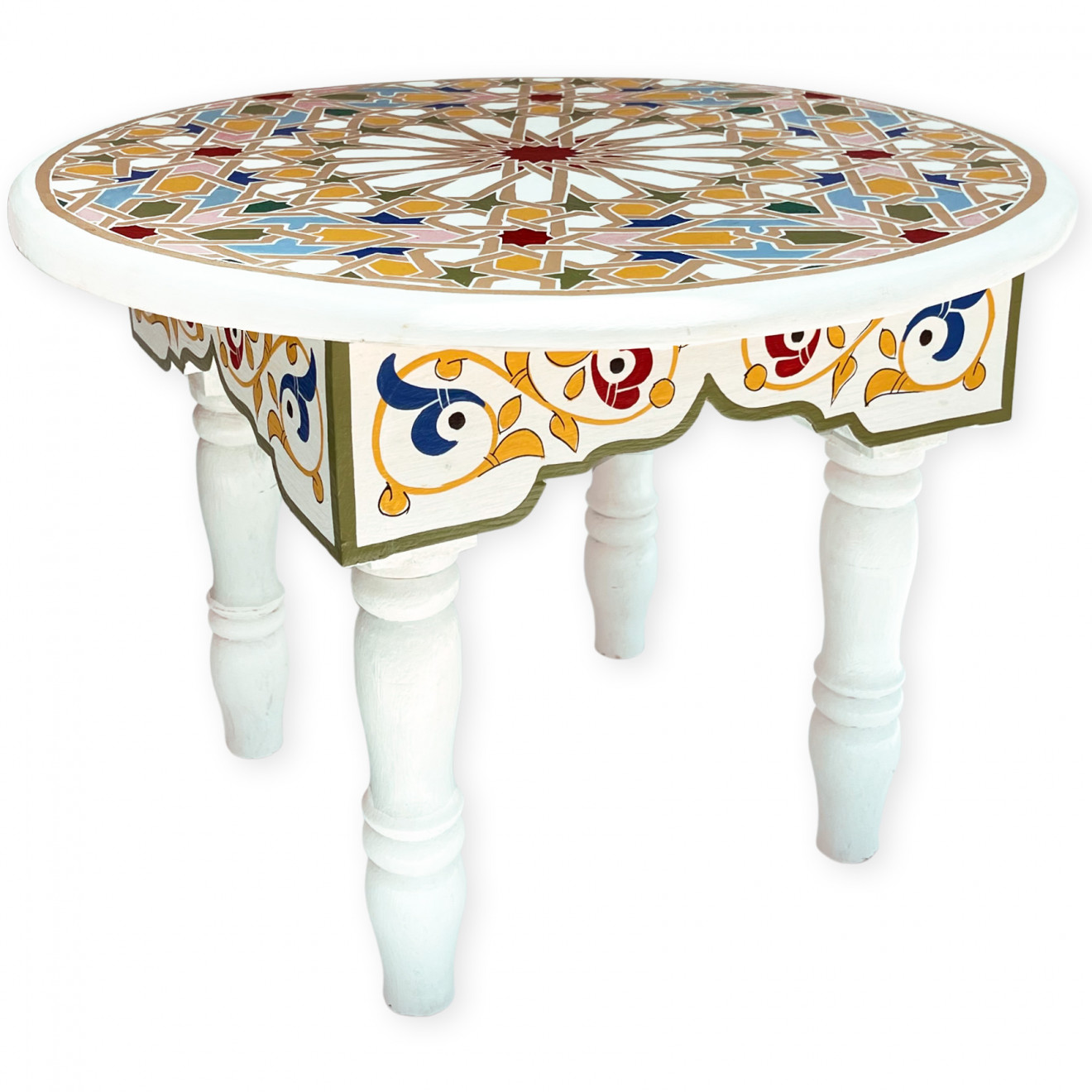 Niedriger Beistelltisch Handbemalt Mida-W