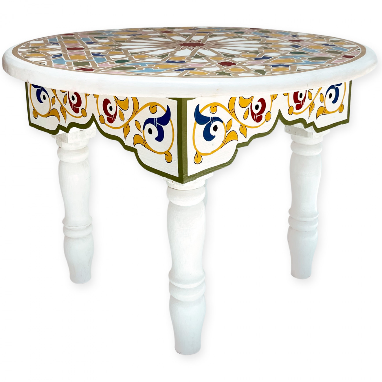 Niedriger Beistelltisch Handbemalt Mida-W