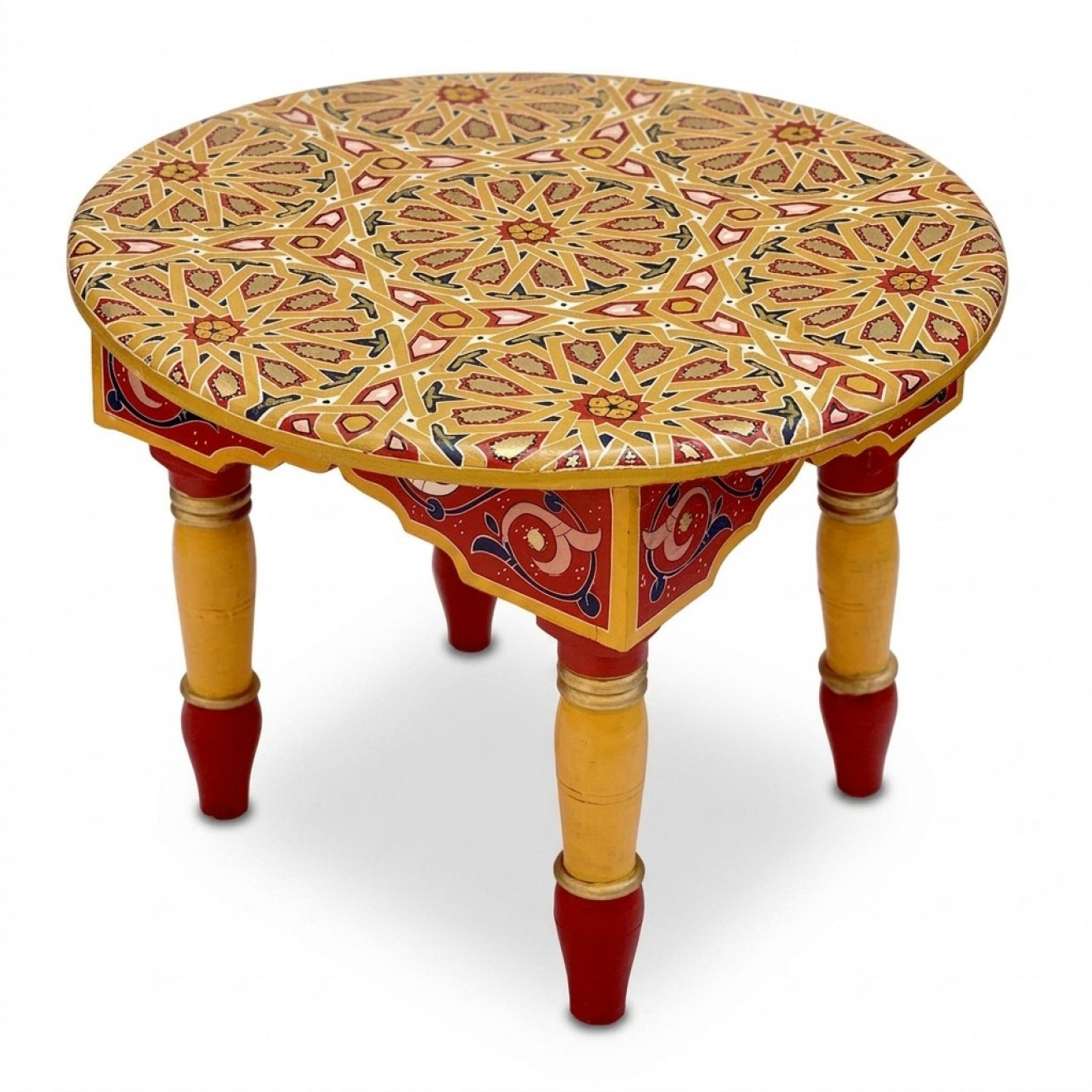 Orientalischer Handbemalter niedriger Teetisch MIDA rot