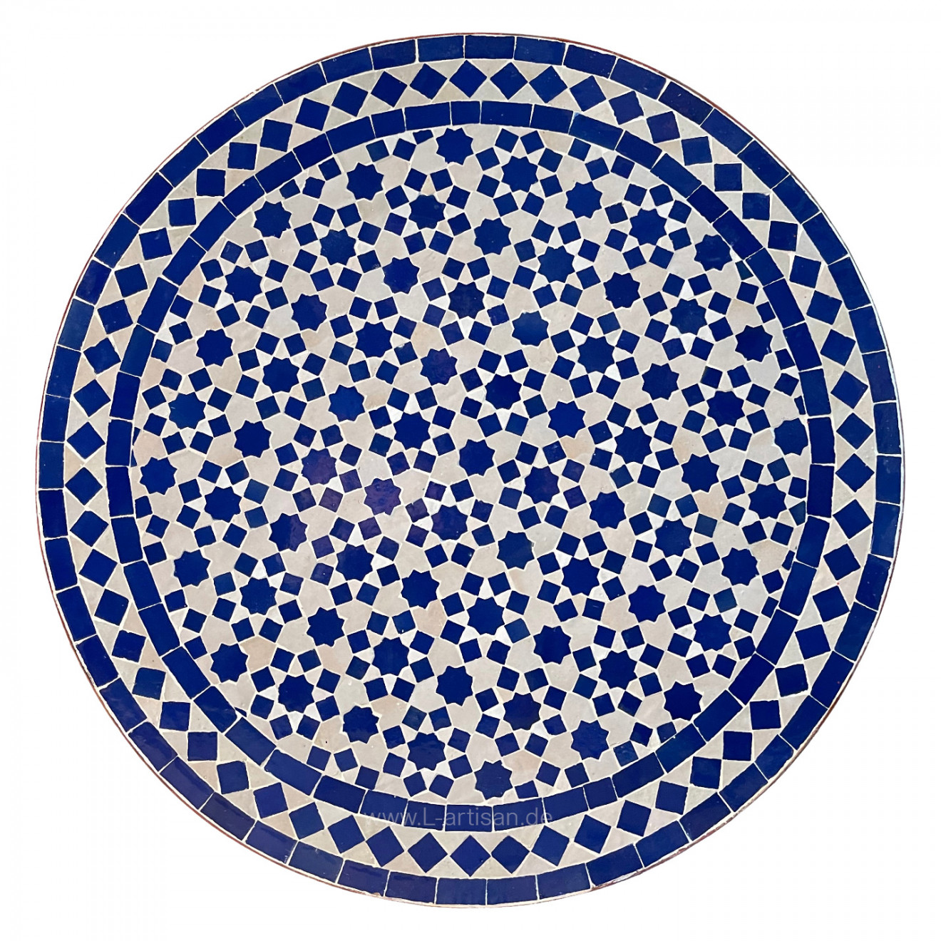 Marokkanischer Mosaiktisch TARSIA blau D60cm