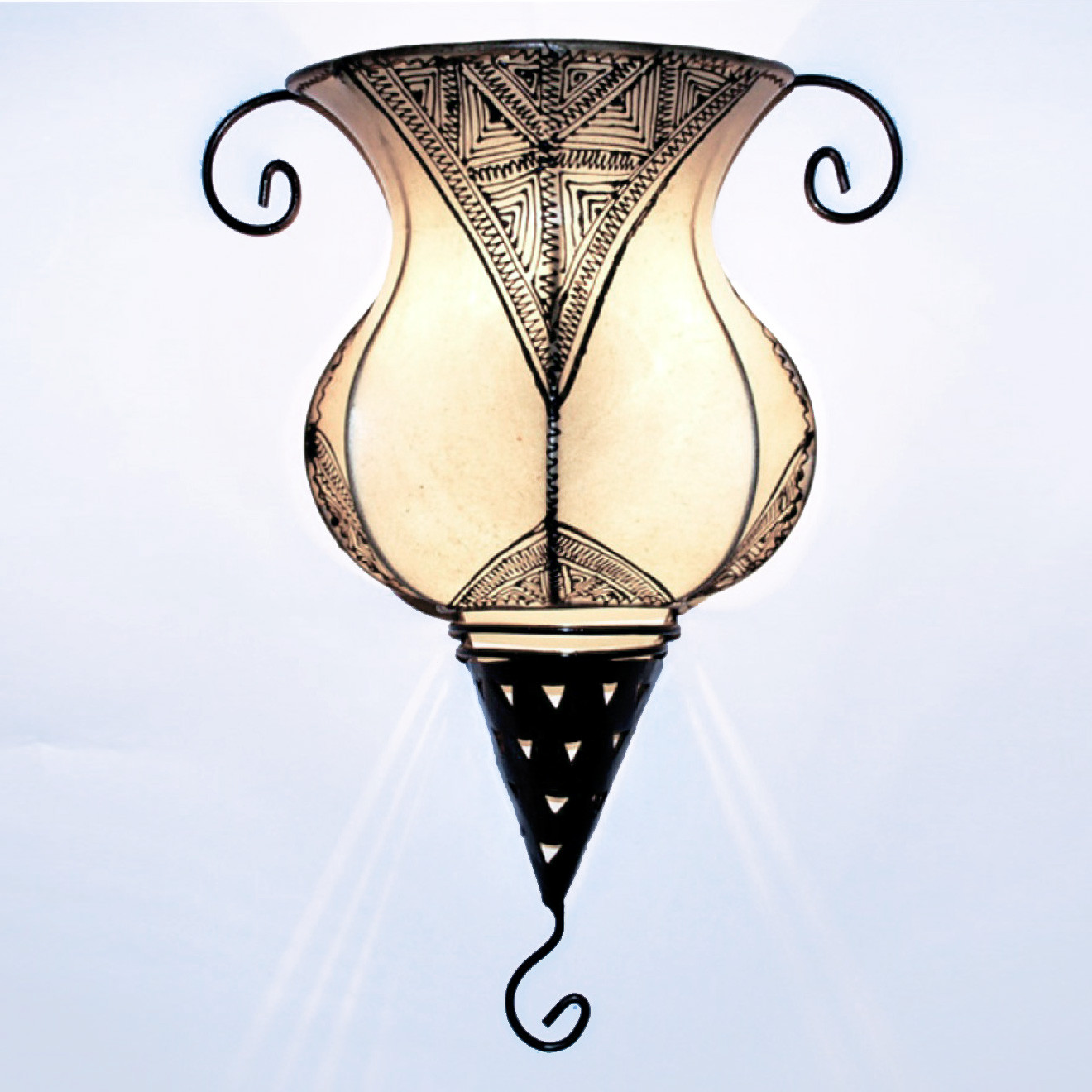 Marokkanische Leder- Wandleuchte GEDIRA Natur