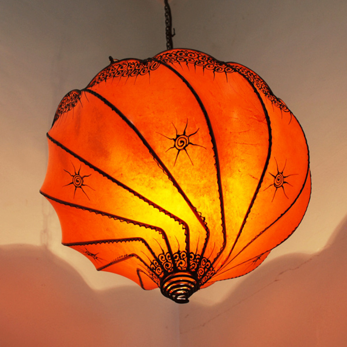 Lederleuchte aus Marokko Golla Orange