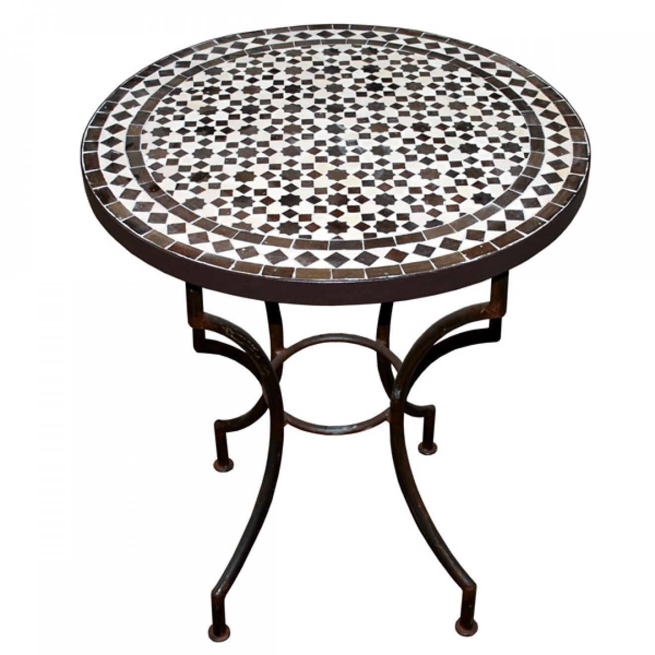 Mosaiktisch aus Marokko TARSIA braun-beige D60cm