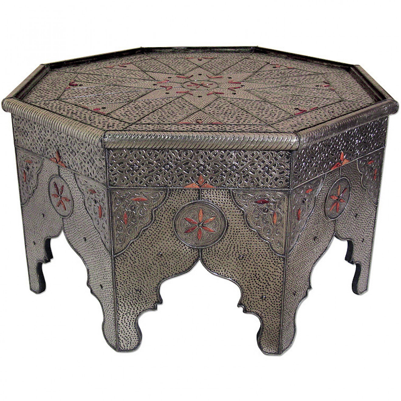 Arabischer Tisch BARAKA Massiv, Silbermetall