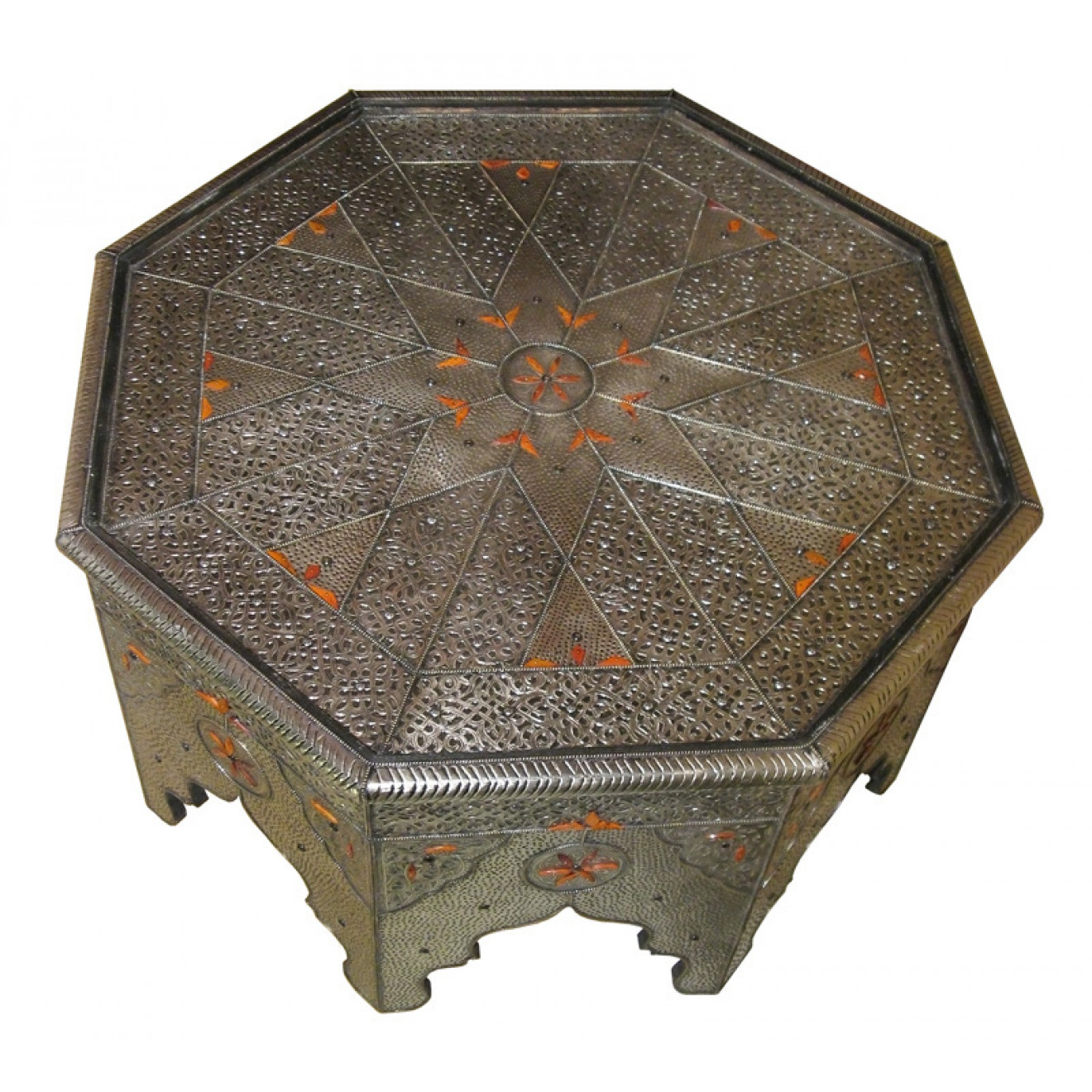 Arabischer Tisch BARAKA Massiv, Silbermetall