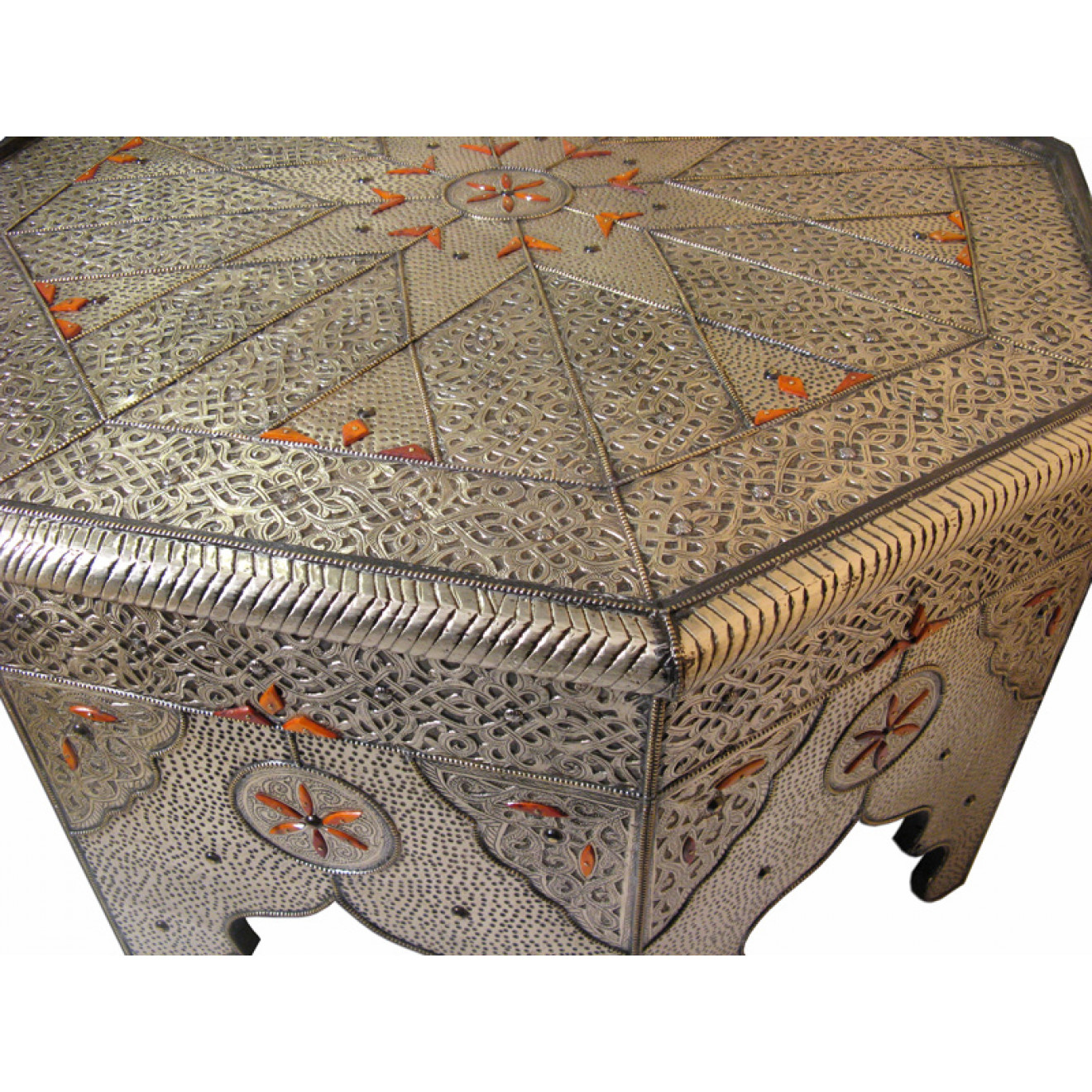 Arabischer Tisch BARAKA Massiv, Silbermetall