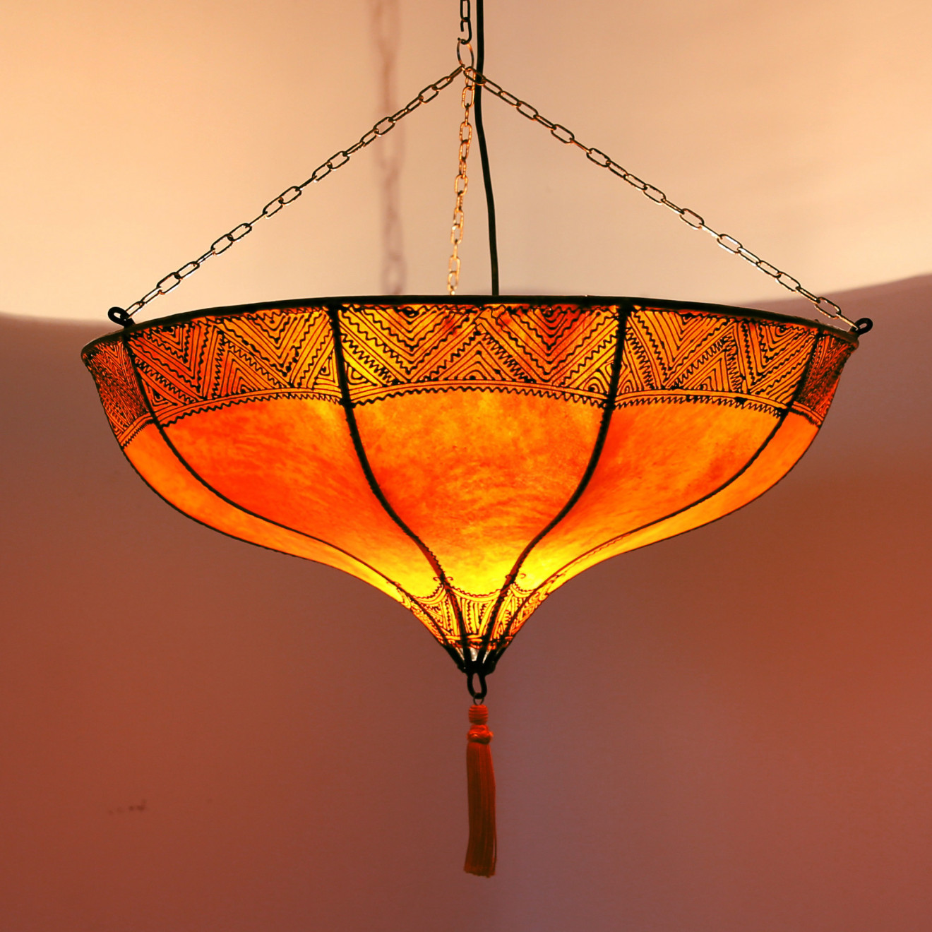 Hennalampe Hängeleuchte Roumia Orange D50cm