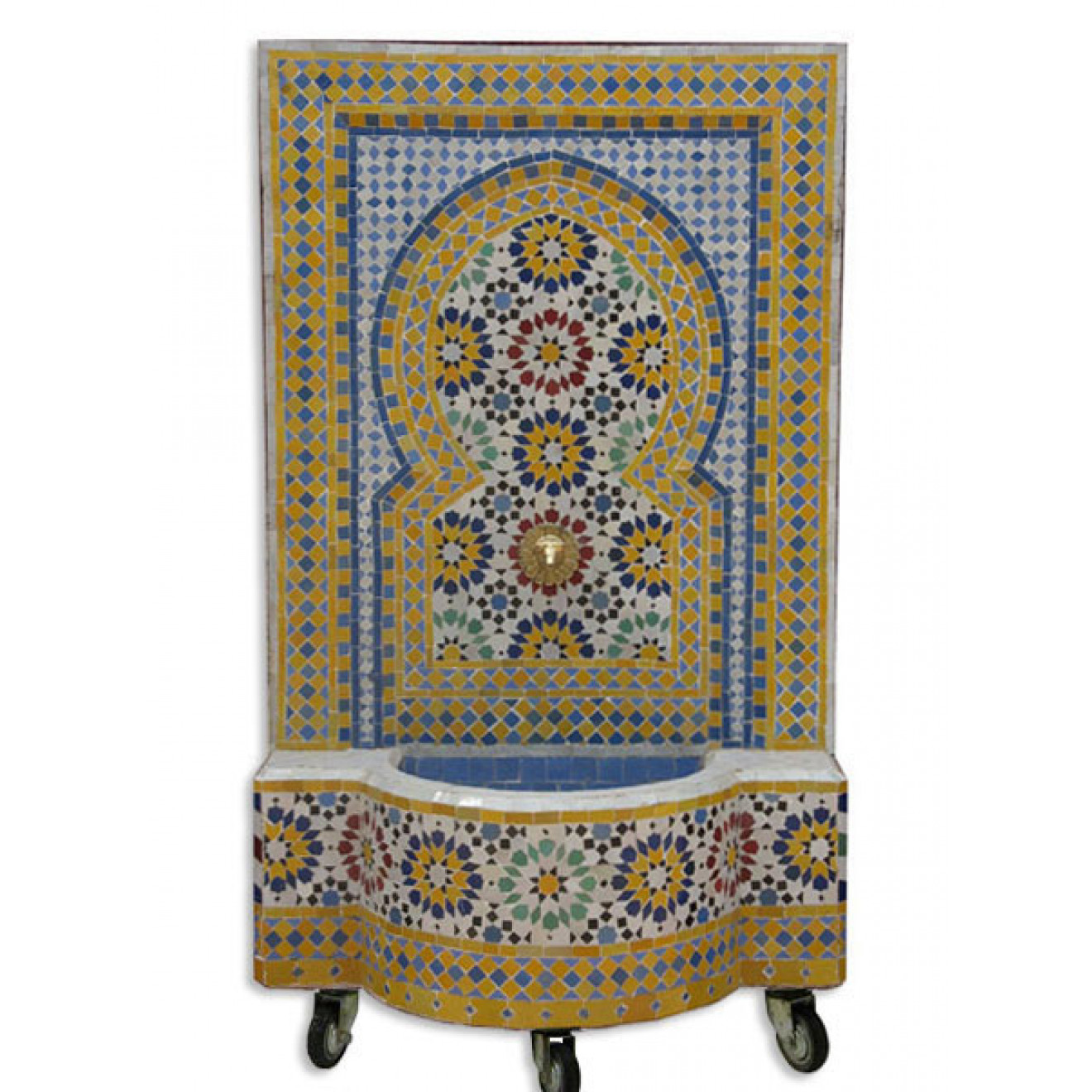 Springbrunnen aus Mosaiksteine "Ankabut" 130x70 cm Blau/Gelb