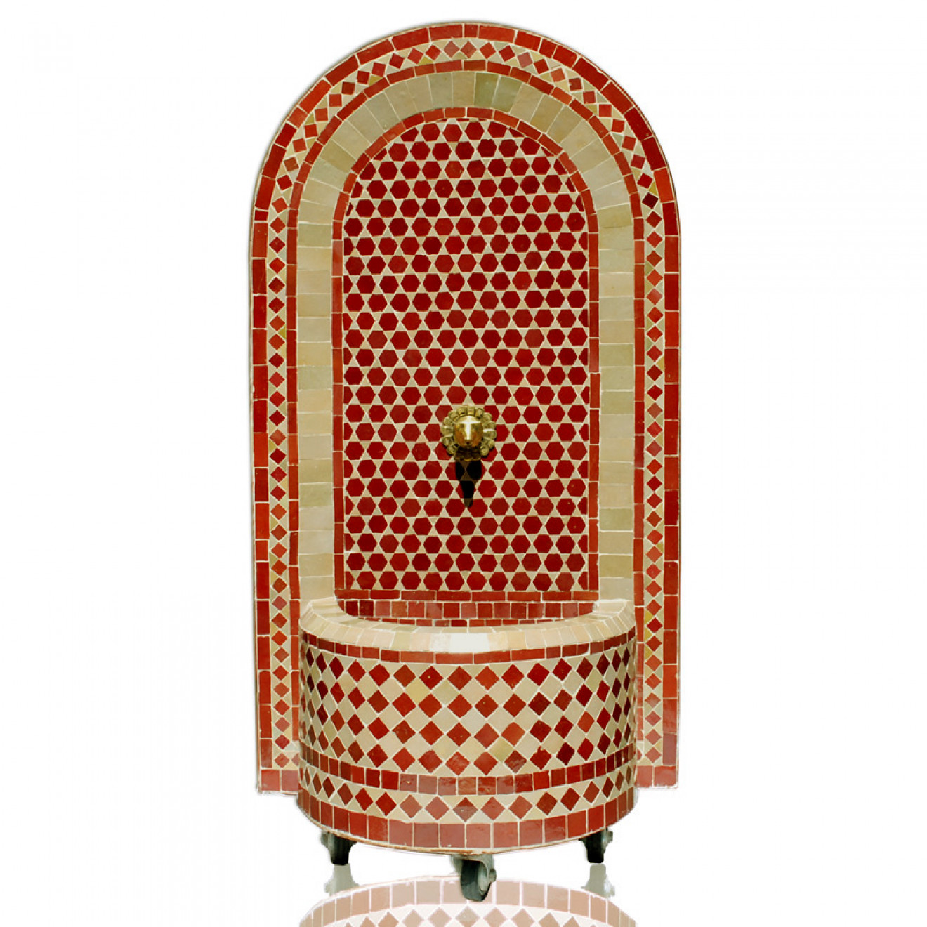 Marokkanischer Gartenbrunnen Marrakech H120cm Bordeaux/Beige