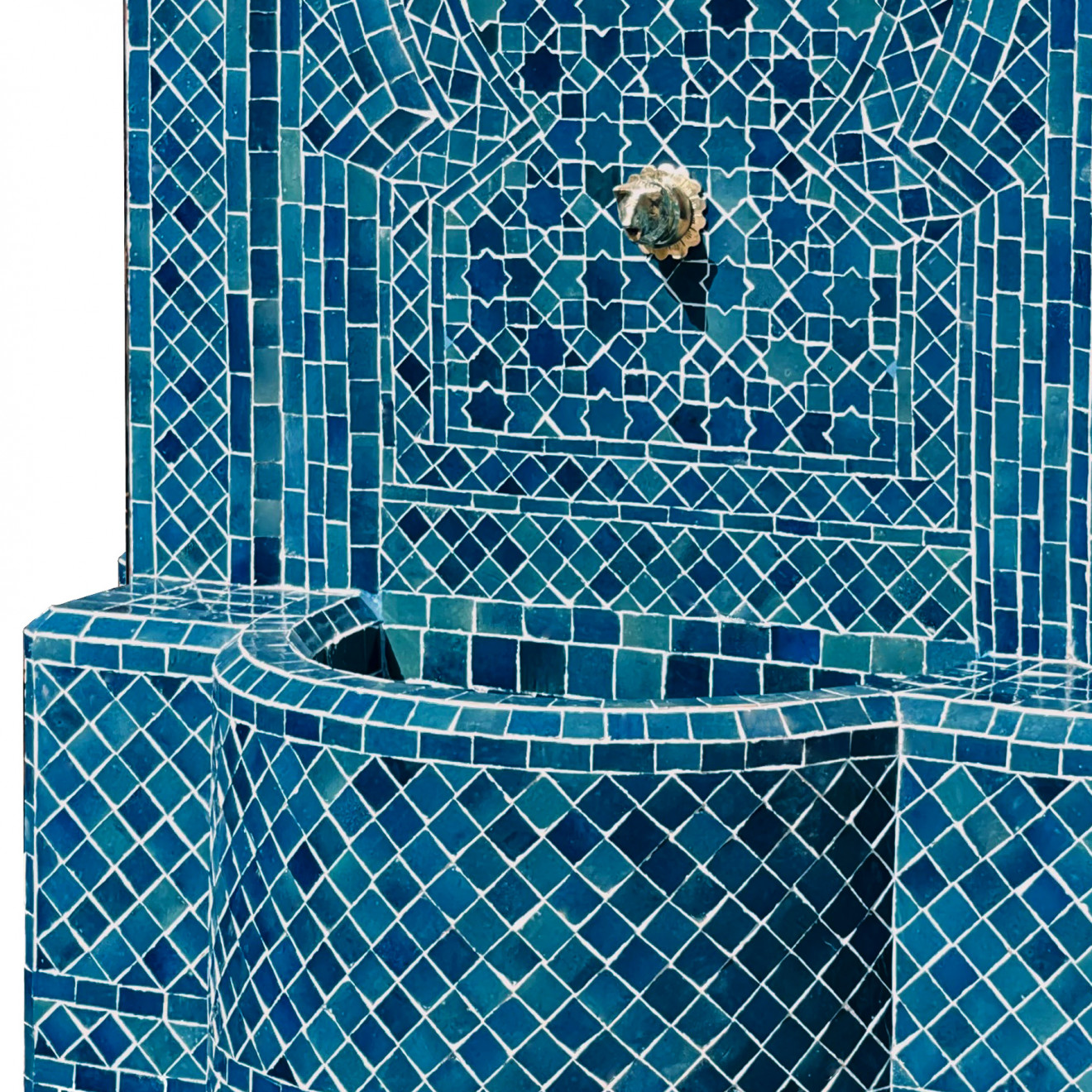 Marokkanischer Gartenbrunnen OCEANBLAU 130cm